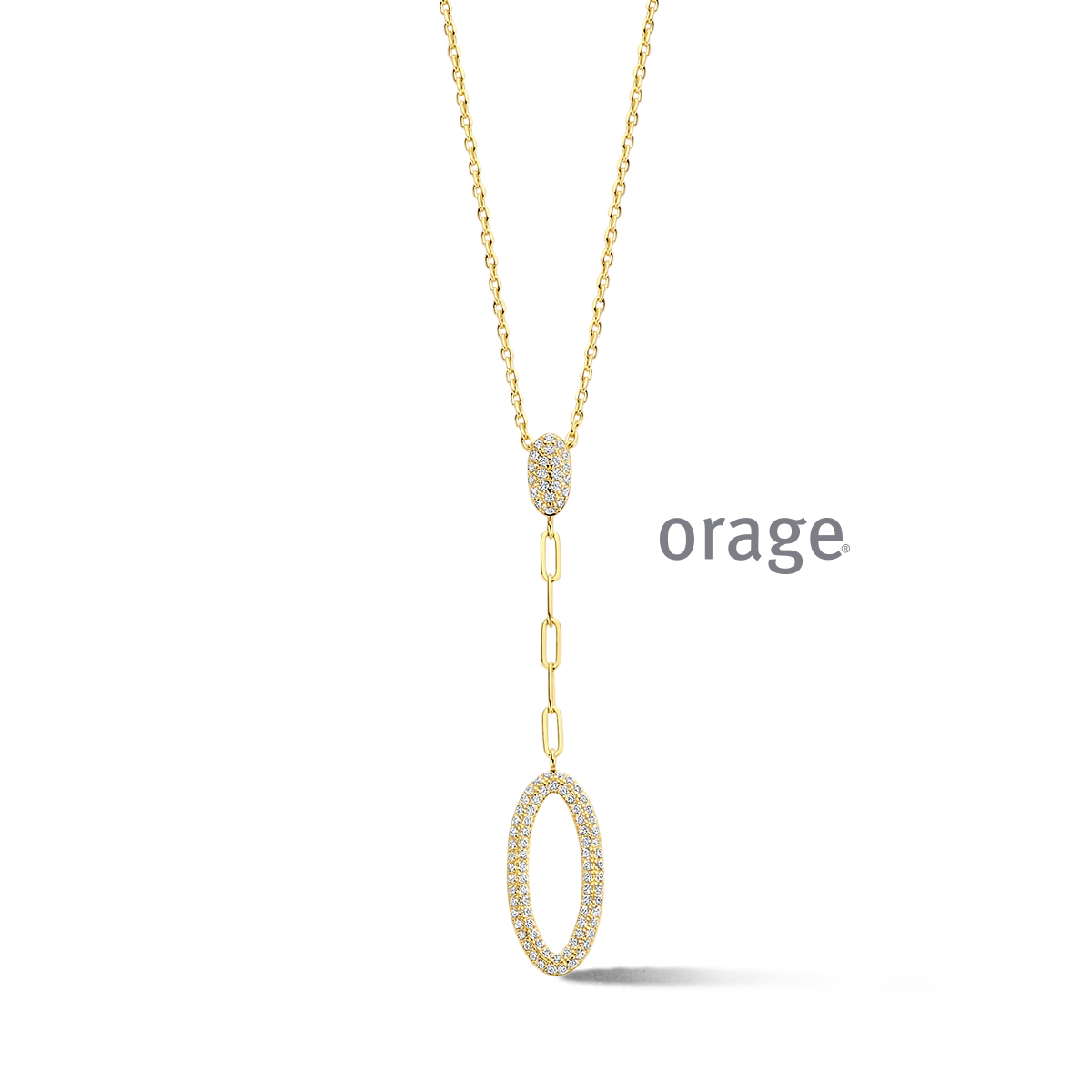 Vergulde collier met hanger bezet met zirkoon
BA191