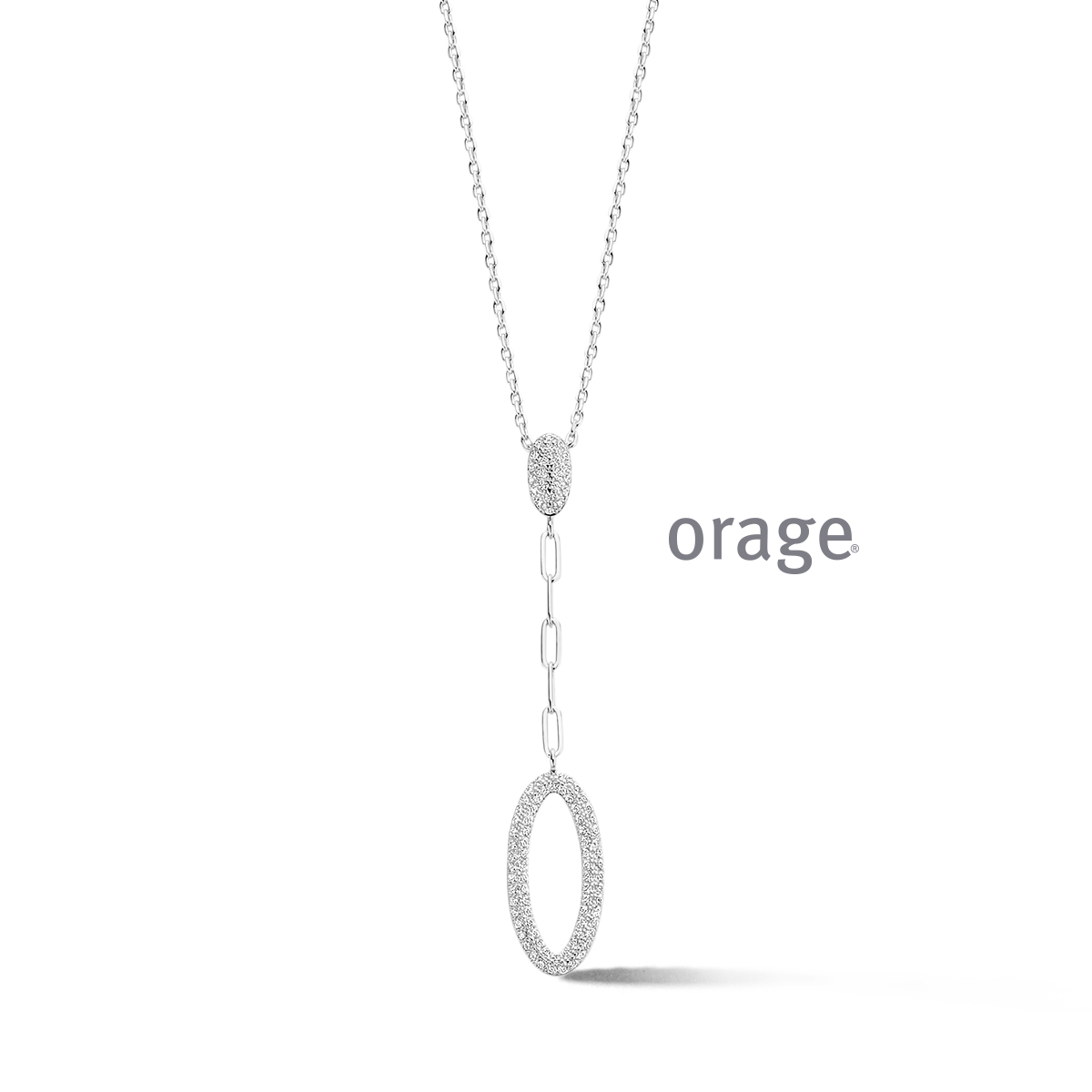 Zilveren collier met hanger bezet met zirkoon
BA192