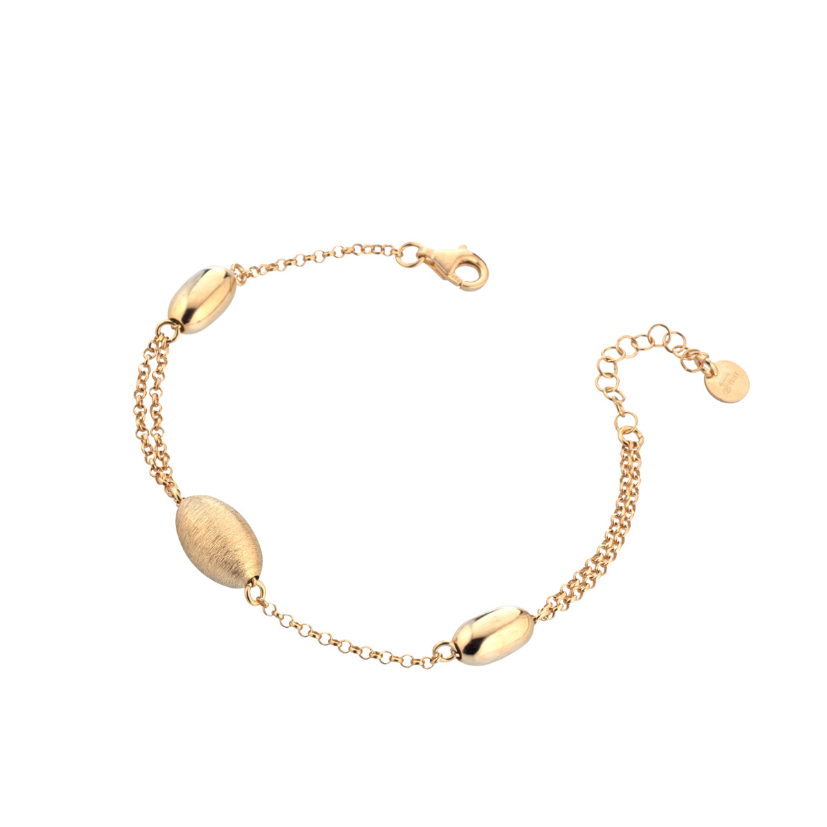 Armband zilver verguld geborstelde en blinkende druppels