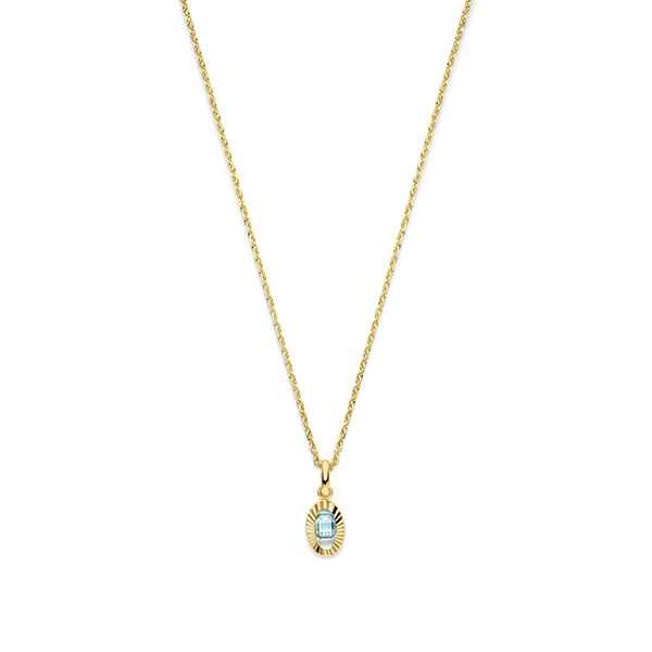 gouden Swing collier, ovaal+ groen cz