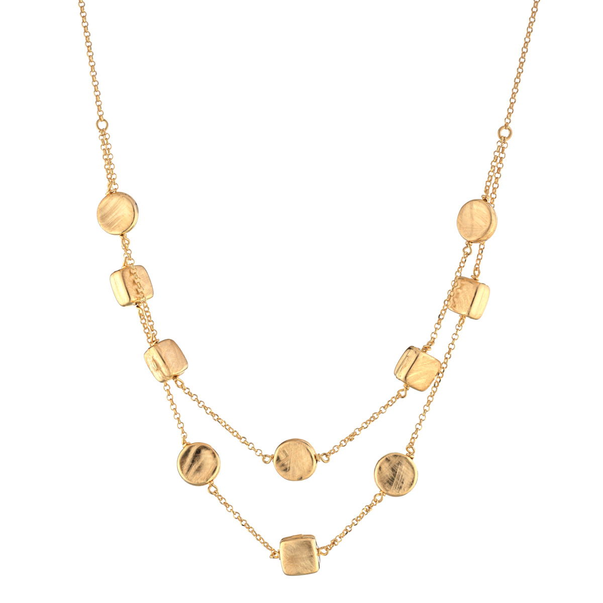 Dubbel ketting zilver verguld en geborsteld 