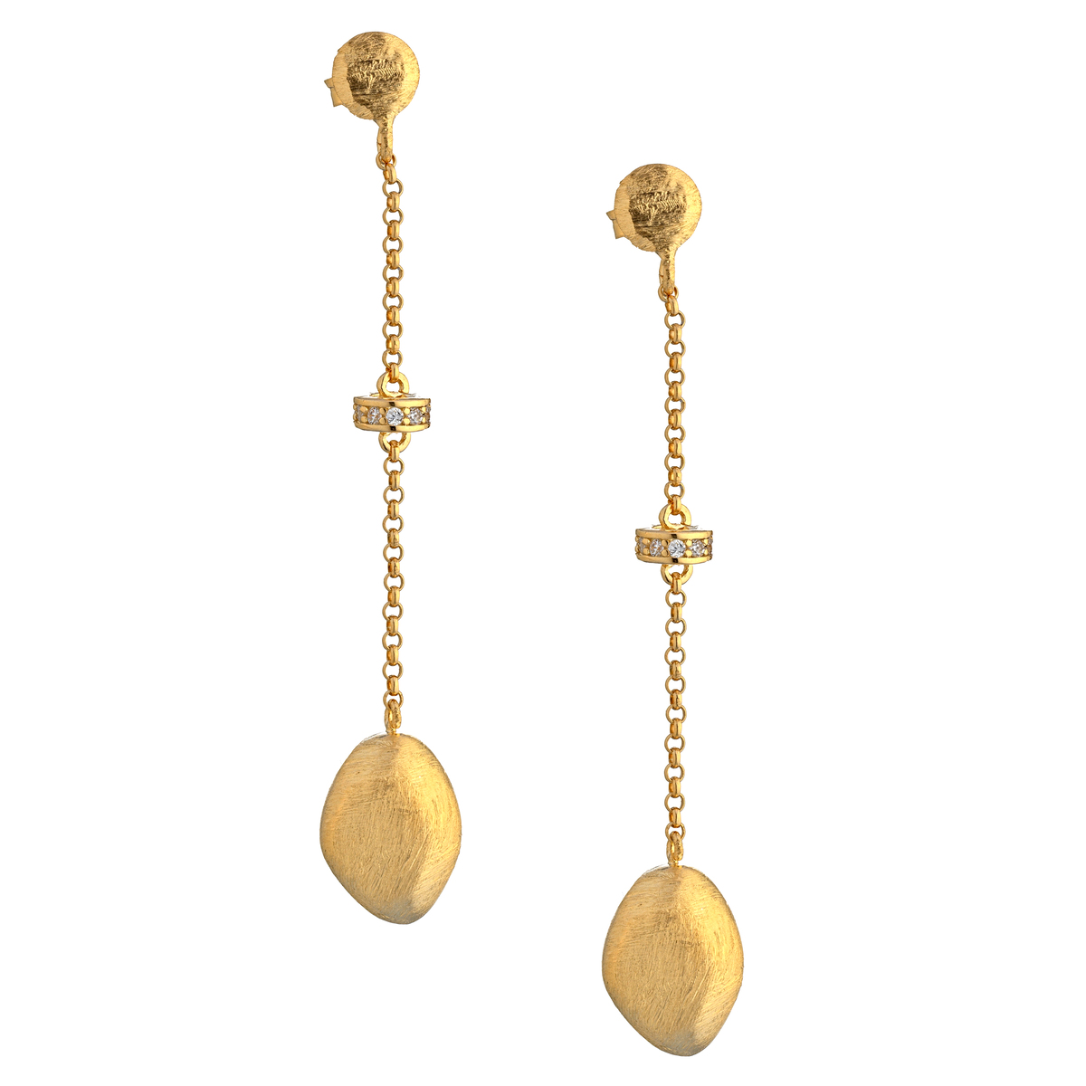 Oorbellen hangers zilver verguld geborsteld met zirconium
