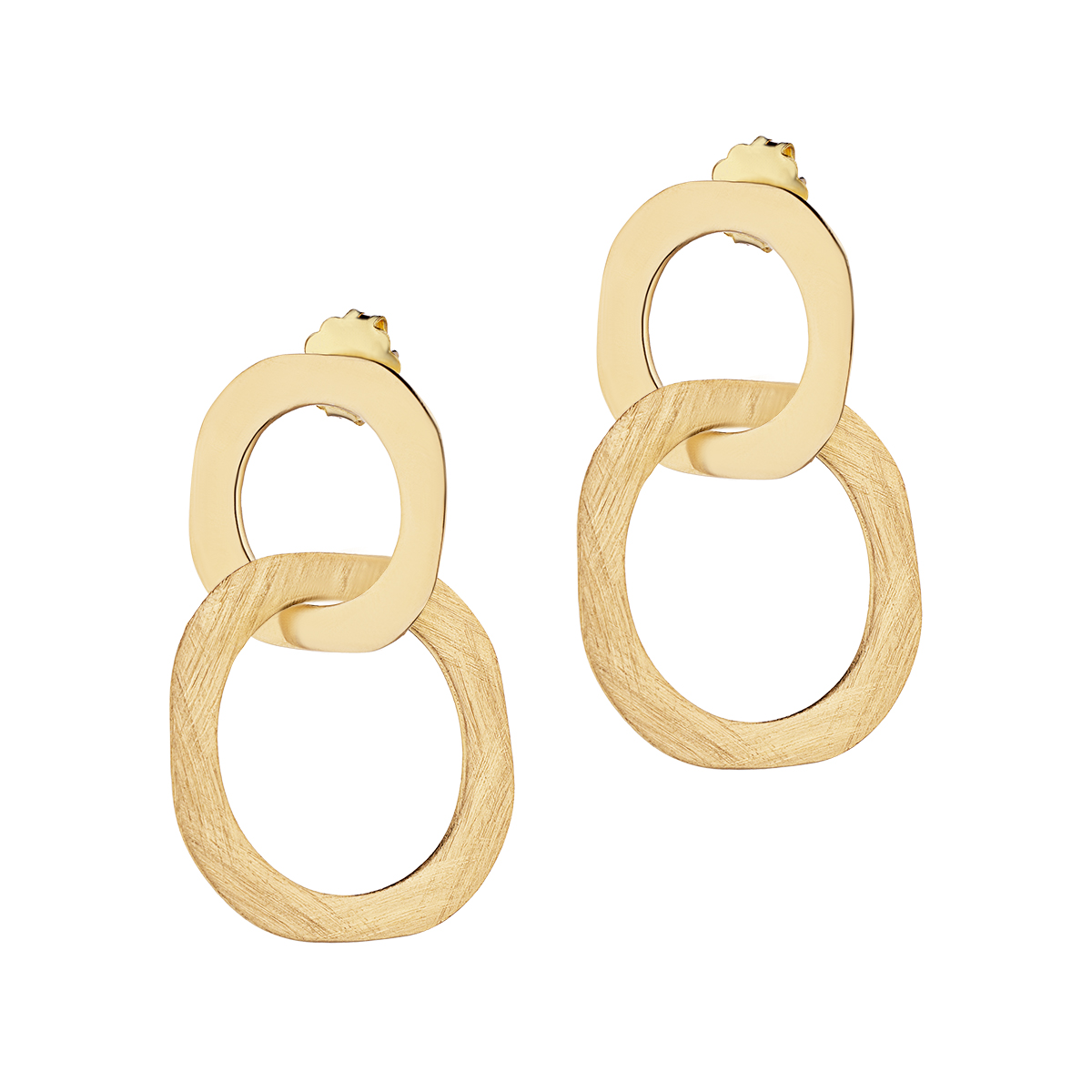 Oorbellen hangers zilver verguld geborsteld ringen Marcello Pane