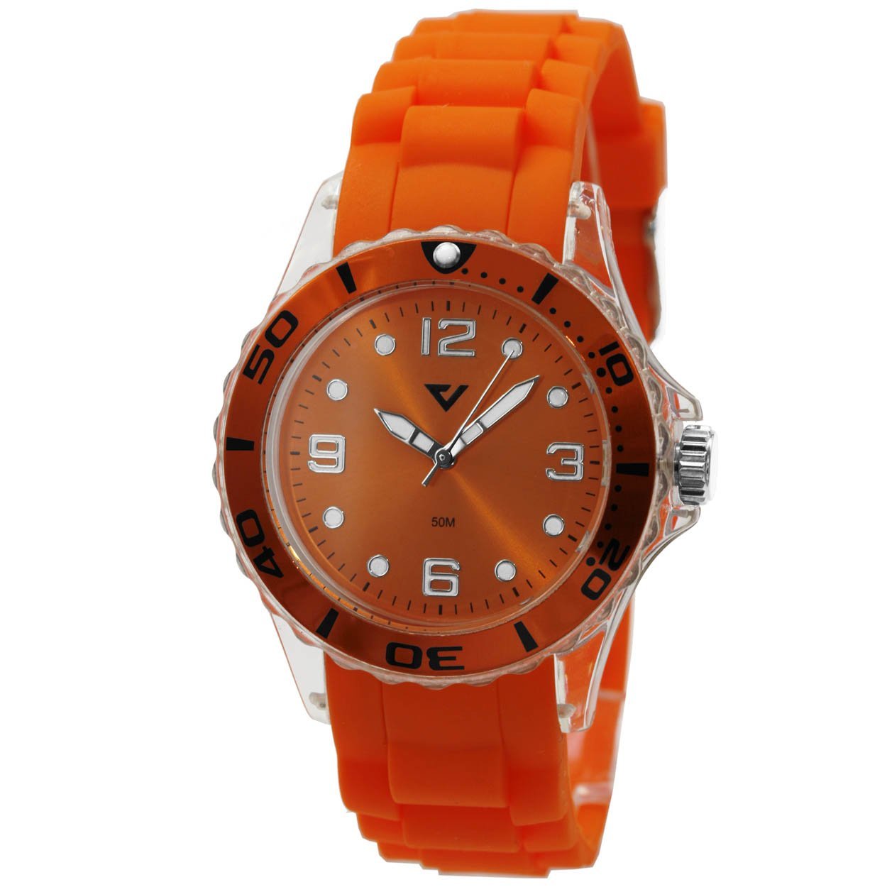 33S020907 
- Kast Breedte: 40mm
- Kast dikte: 13mm
- Kast materiaal: Doorzichtig plastic met oranje bezel
- Uurwerk: Miyota 
- Glas type: Plastic
- Waterdichtheid: 5 bar
- Horlogeband: Oranje kunststof met gespsluiting. 
- Maat aansluiting band: 20mm
- Wijzerplaat: Oranje wijzersplaat met witte en zilvere index
- Licht functie: Glow in the dark
EAN: 8716667078482