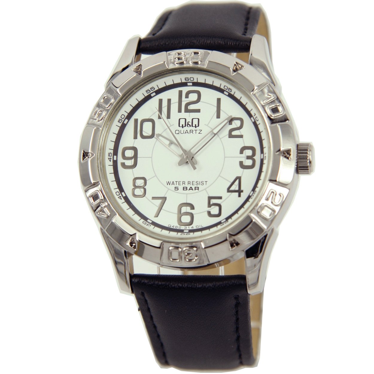 Case size	: 43mm
Case material	: Metal
Water resist	: 5 bar
Strap		: Leather
Buckle type	: Buckle
Light function	: Glow in the dark hands