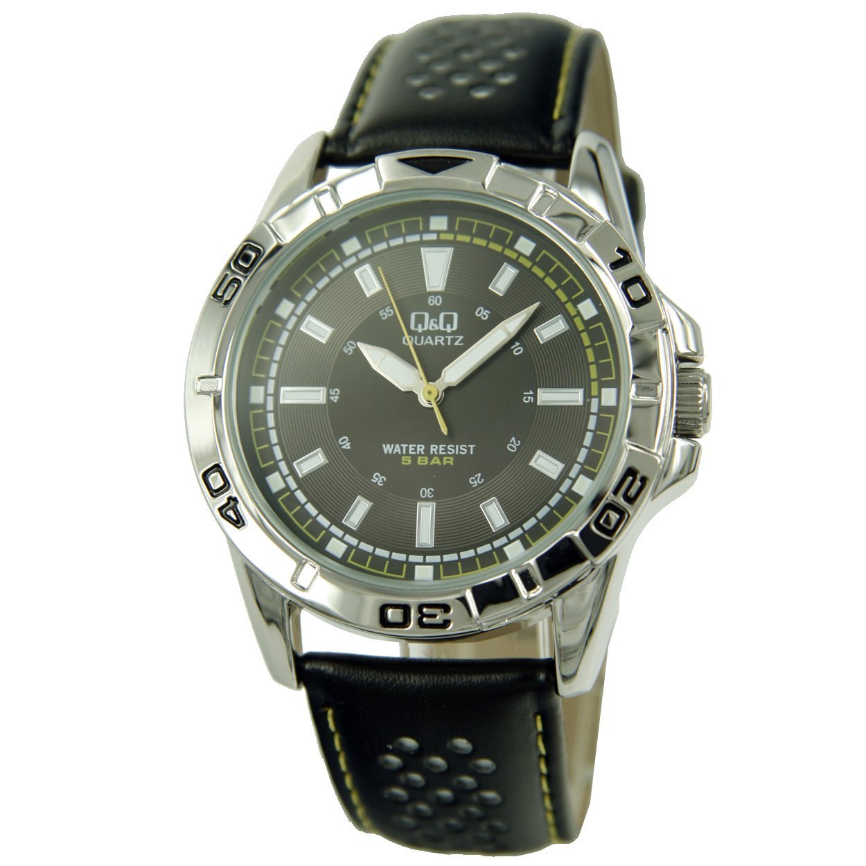 Case size	: 44mm
Case material	: Metal
Water resist	: 5 bar
Strap		: Leather
Buckle type	: Buckle
Light function	: Glow in the dark