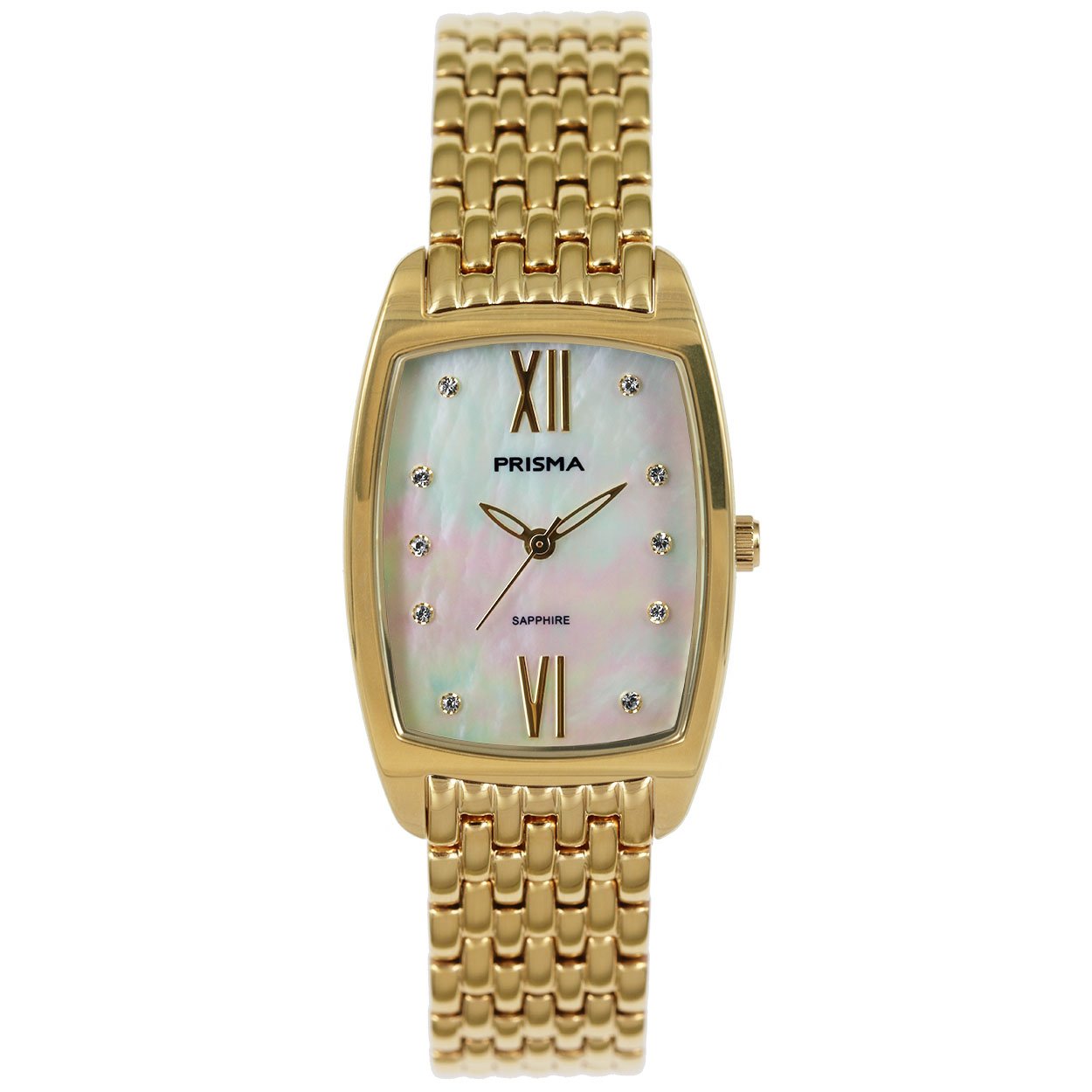 Prisma horloge 1962 dames edelstaal saffierglas 5 ATM 

Algemeen
Geslacht: dames
Model: P.1962

Voordelen
- band edelstaal goud
- wijzerplaat parelmoer gekleurd met sier diamanten
- glas is zeer krasvast
- compacte sluiting met extra draagcomfort
- rechthoek design
- spat waterdicht: handenwassen, regen
- quartz
- maat kast 24mm (breedte) 7,3mm (dikte)

