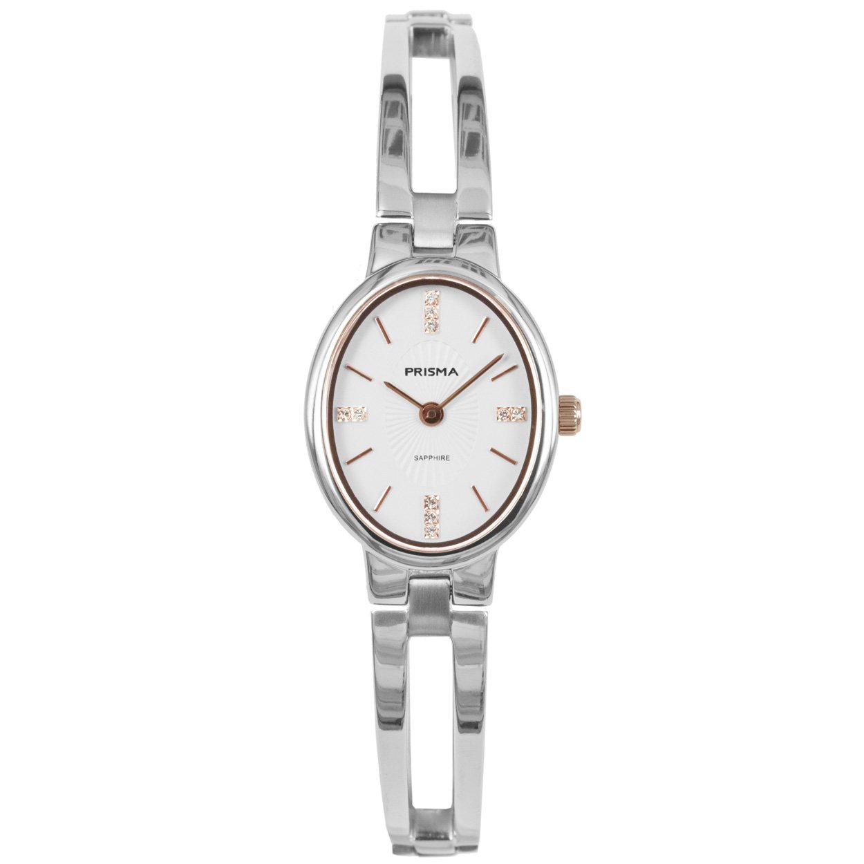 Prisma dames P.1682 horloge diamant saffierglas 5 ATM 		
		
Algemeen		
Geslacht: dames		
Model: P.1682		
		
Voordelen		
- band titanium zilver		
- wijzerplaat wit met ros&#233;goudkleurig opgelegde streepjes		
- geschikt voor mensen met een allergie		
- draagcomfort door licht gewicht		
- glas is zeer krasvast		
- handige onzichtbare klep sluiting		
- designed in the Netherlands		
		
Product achtergrond		
Prisma introduceert Purify. Een fraaie, minimalistische damescollectie. Puur, degelijk en evenwichtig in elk detail. Purify gaat om balans en constant verlangen naar vrijheid en activiteit. Dit horloge geeft een dame het stijlvolle, maar toch ook het comfortabele gevoel.		
		
		
		
