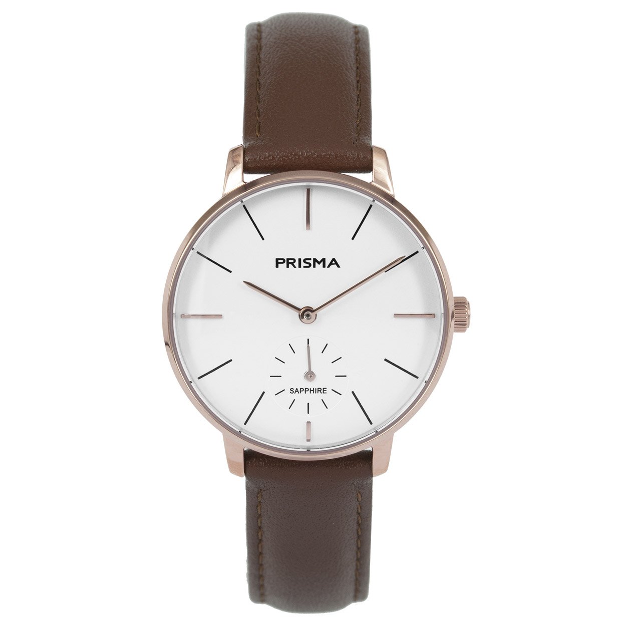 Prisma horloge 1441 dames edelstaal saffierglas 5 ATM 

Algemeen
Geslacht: dames
Model: P.1441

Voordelen
- band echt leer bruin (bruin kleurig stiksel)
- wijzerplaat creme met ros&#233;goudkleurige streepjes
- glas is zeer krasvast
- designedin the Netherlands
- spat waterdicht: handenwassen, regen
- quartz
- maat kast 32mm (breedte) 8,35mm (dikte)




