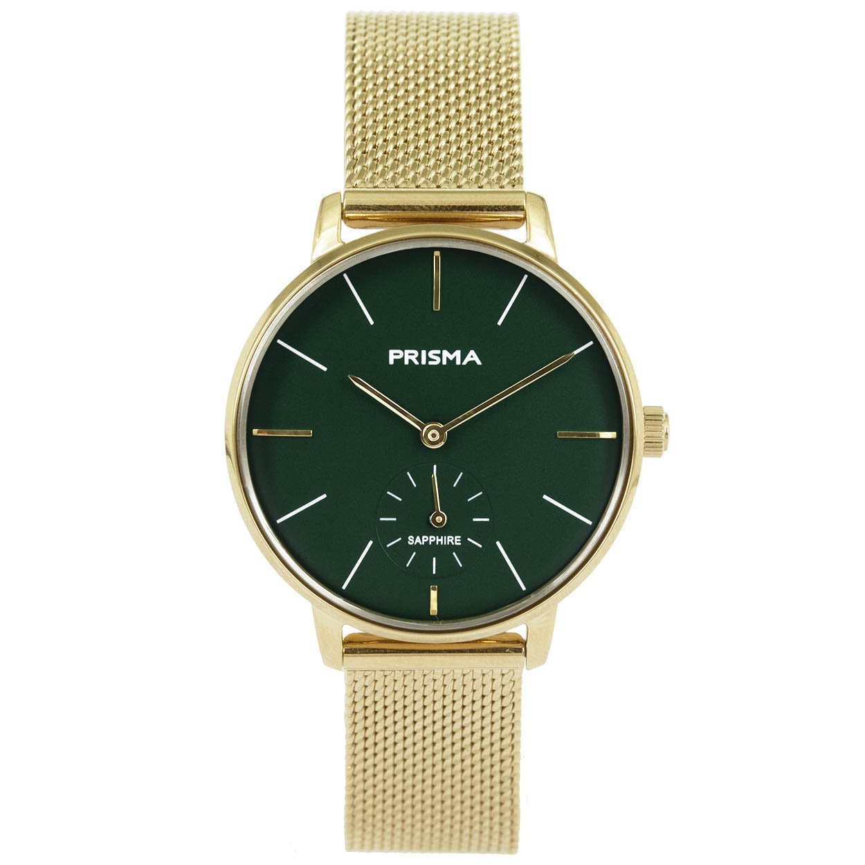 Prisma horloge 1442 dames edelstaal saffierglas 5 ATM

Algemeen
Geslacht: dames
Model: P.1442

Voordelen
– milanese band met verfijnde schakels
– band edelstaal goudkleurig
– wijzerplaat groen met goudkleurige streepjes
– glas is zeer krasvast
– naadloze aansluiting door vrij verstelbare sluiting
– designed in the Netherlands
– spat waterdicht: handenwassen, regen
– quartz
– maat kast 32mm (breedte) 8,35mm (dikte)
