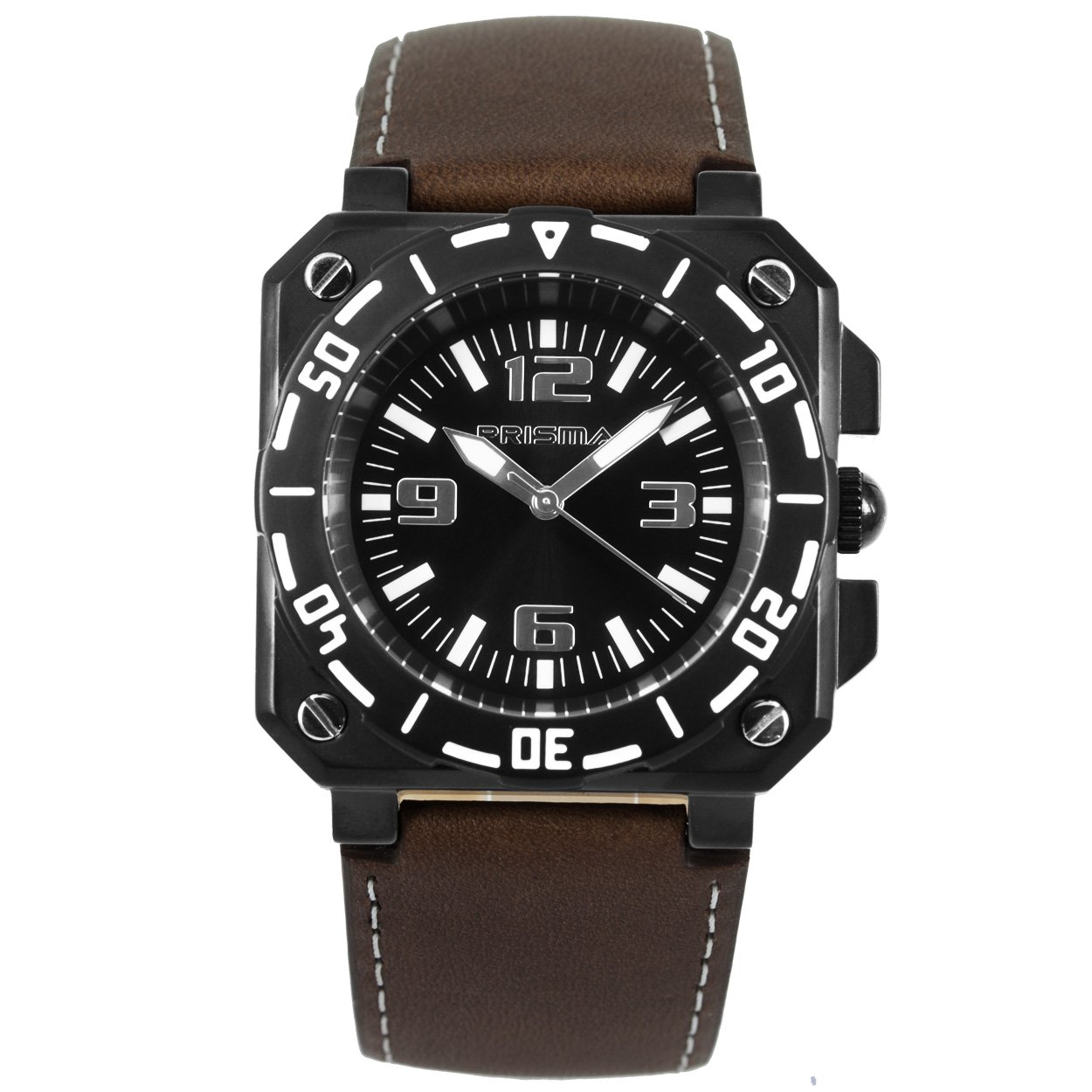 P.2599
Kast Breedte: 39mm
Kast dikte: 12mm
Kast materiaal: All Stainless Steel
Uurwerk: Miyota
Waterdichtheid: 3bar
Horlogeband: Leer met gespsluiting
Maat aansluiting band: 22 mm
Wijzerplaat: zwart met wit aanduiding
Lichtfunctie: glow in the dark wijzers