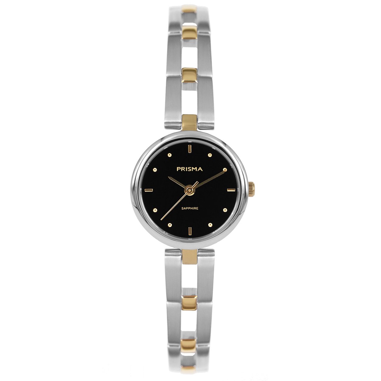 Prisma horloge 1951 dames edelstaal saffierglas 5 ATM 

Algemeen
Geslacht: dames
Model: P.1951

Voordelen
- band edelstaal zilver/goudkleurig (bicolor)
- wijzerplaat zwart met goudkleurige puntjes
- glas is zeer krasvast
- spat waterdicht:handenwassen, regen
- quartz
- maat kast 23mm (breedte) 6,3mm (dikte)




