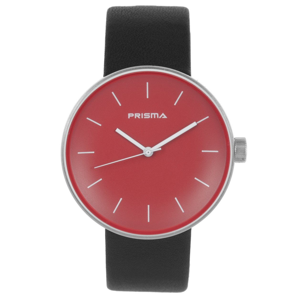 Prisma unisex Simpel P.1248.116G horloge edelstaal 		
		
Algemeen		
Geslacht: unisex		
Model: P.1248.116G		
		
Voordelen		
- band echt leer zwart		
- wijzerplaat rood met witte streepjes		
- band is anti allergies		
- spat waterdicht: handenwassen, regen		
- quartz		
- maat kast 42mm (breedte) 9mm (dikte)		
		
		
		
		
