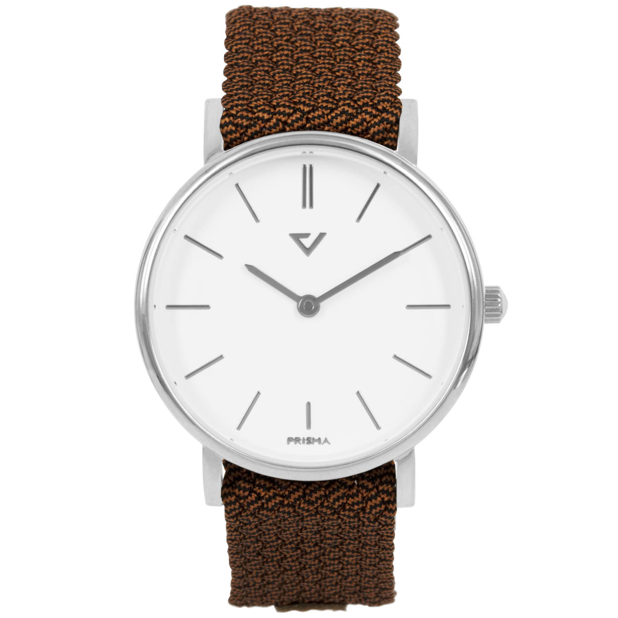 Prisma unisex 100% NL P.1625.WG24 horloge edelstaal 5 ATM 		
		
Algemeen		
Geslacht: unisex		
Model: P.1625.WG24		
		
Voordelen		
- band Cognac nylon met echt leer bruin cognac	
- wijzerplaat wit met zilvere streepjes		
- slimeline model (minder dan 9 mm dik)		
- ook voor brede pols (max. 219 mm)		
- spat waterdicht: handenwassen, regen		
- quartz		
- maat kast 40mm (breedte) 7,7mm (dikte)		
		
		
