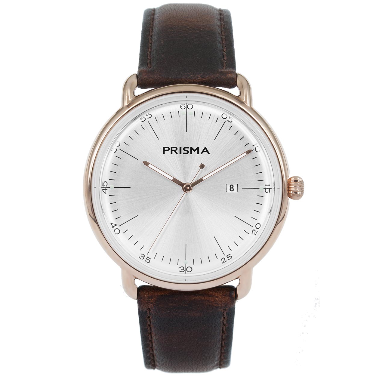 Prisma horloge 1913 heren edelstaal 

Algemeen
Geslacht: heren
Model: P.1913

Voordelen
- band echt leer bruin (bruin kleurig stiksel)
- wijzerplaat zilver met zwarte streepjes
- ook voor brede pols (max. 231 mm)
- wijzers lichten op in donker
- datum
- rundleer
- glas is krasvast
- quartz
- maat kast 42mm (breedte) 9,9mm (dikte)

