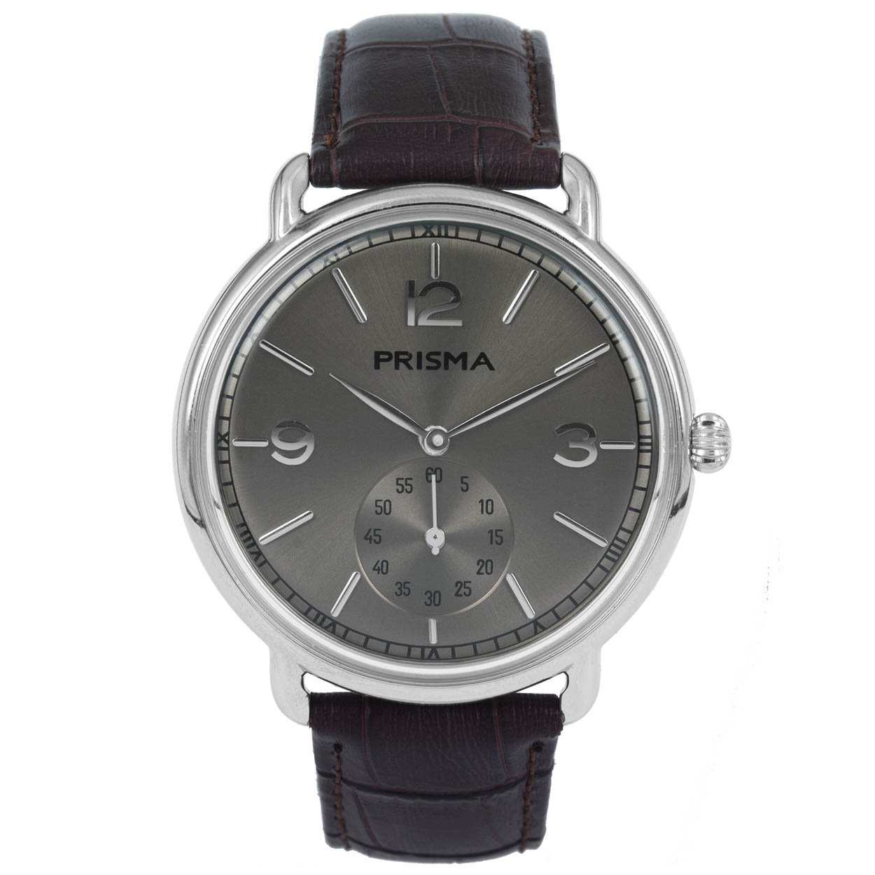 Prisma horloge 1916 heren edelstaal 

Algemeen
Geslacht: heren
Model: P.1916

Voordelen
- band echt leer bruin (bruin kleurig stiksel)
- wijzerplaat grijs met zilvere streepjes
- ook voor brede pols (max. 221 mm)
- rundleer
- glas is krasvast
- spat waterdicht: handenwassen, regen
- doorgestikte band
- quartz
- maat kast 42mm (breedte) 9,9mm (dikte)

