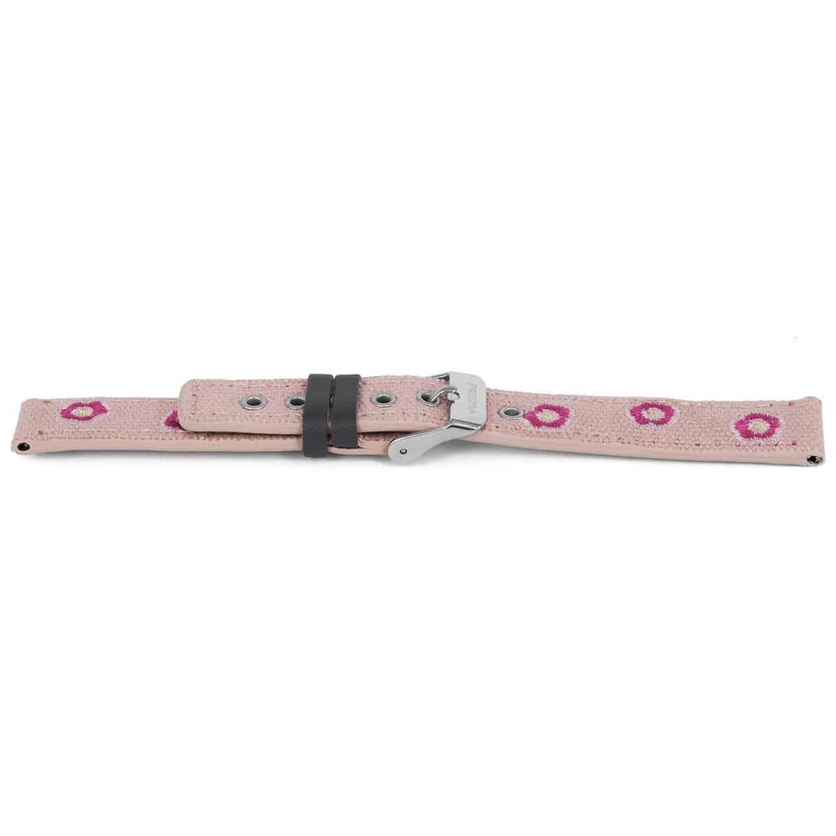 Horlogeband voor CW.324
Horlogeband: Canvas roze met bloemetjes
Maat aansluiting band: 14mm
Band dikte: 3.5mm
Band lengte: 65/105mm
Band breedte: 14mm
Gesp: Edelstaal
Bekleding binnenband: PU leer
Gestikt: Ja roze
Pushpin: Exclusief
Hypo allergisch: -
NFC Chip: Nee
EAN: 4780263324141