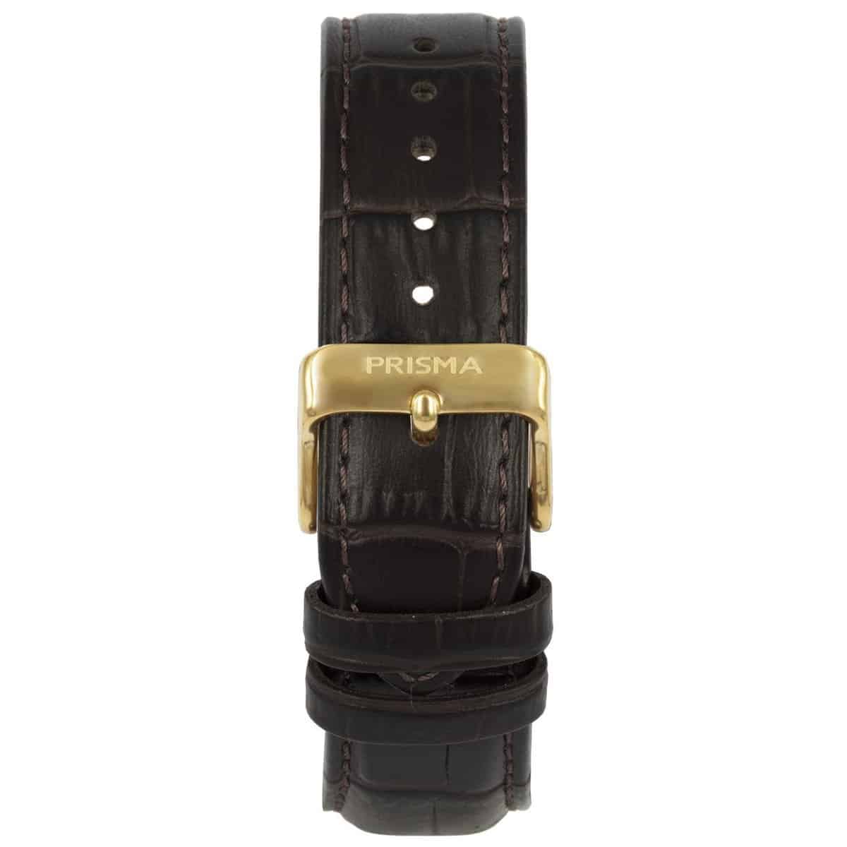 Horlogeband voor P.1602
Hoogwaardig lederen horlogeband
Kleur band: Bruin
Band dikte: 5.1 - 2.5 mm
Band lengte: 75/125 mm
Band breedte: 21x18 mm
Gesp: Edelstaal goud met Prisma Logo
Bekleding binnenband: Beige leer
Gestikt: Ja, bruin
Pushpin: Exclusief
Hypo allergisch: onbekend
NFC Chip: Nee
EAN:8716667169449