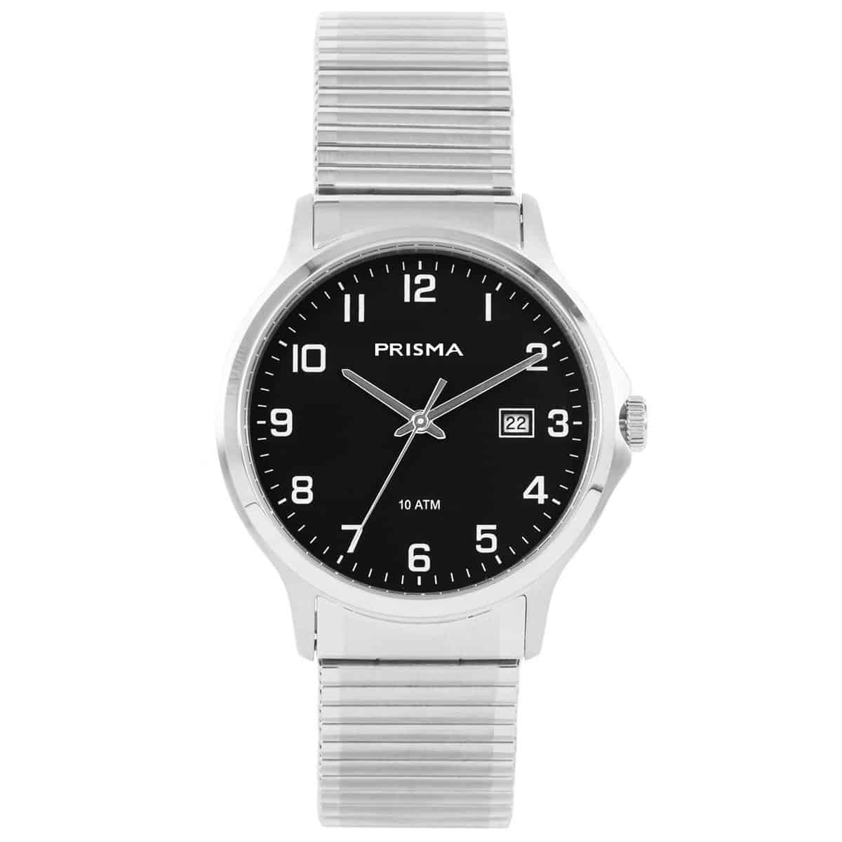 Prisma heren rekband horloge van all stainless steel. 
- Datum: Ja
- Kast maat: 39 mm
- Kast dikte: 10 mm
- Kast materiaal: Stainless Steel
- Uurwerk type: Miyota 2315 
- Mineraal glas
- Waterdichtheid: 10 ATM
- Horlogeband: All Stainless steel
- Maat aansluiting band: 20mm
- Wijzerplaat; Zwart met zilvere wijzers
- Licht functie: Nee
- Sluiting: Rekband
EAN:8716667160019