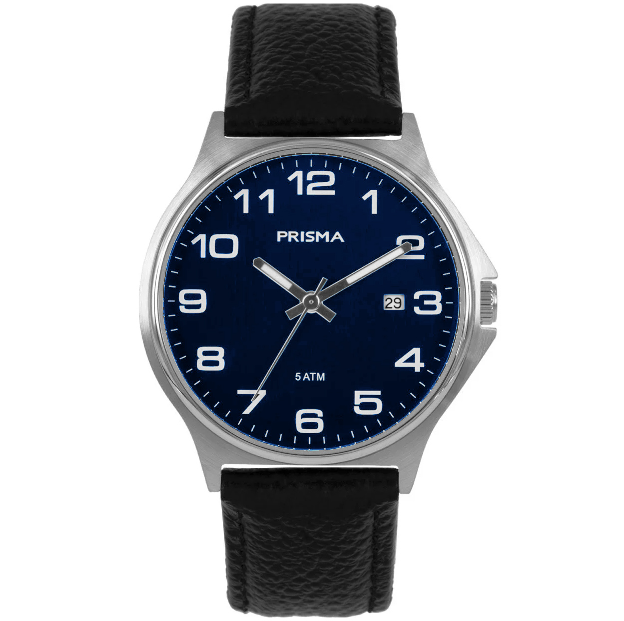 Prisma horloge P.1687 heren edelstaal 5 ATM 

Algemeen
Geslacht: heren
Model: P.1687

Voordelen
- band leder met gesp
- wijzerplaat blauw met witte cijfers
- wijzers lichten op in donker
- datum
- spat waterdicht: handenwassen, regen
- quartz
- maat kast 38mm (breedte) 9,3mm (dikte)


