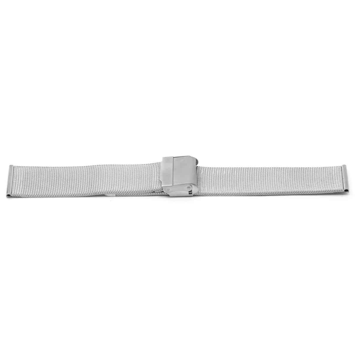 Horlogeband all stainless steel milanees met klepsluiting.
Kleur band: Grijs/metaal
Band dikte: 1.6 mm
Band lengte: 75/110 mm
Band breedte: 16 mm
Gesp: All Stainless met beveiliging
Bekleding binnenband: NVT
Gestikt: NVT
Pushpin: Exclusief