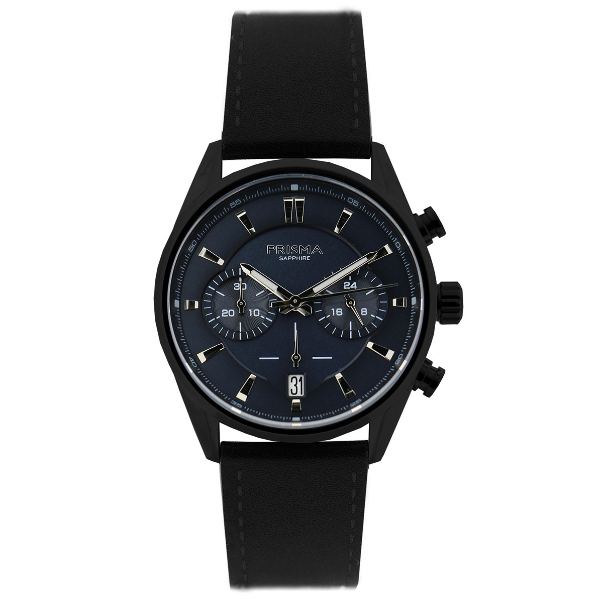 Prisma horloge P2056 heren edelstaal saffierglas 10 ATM

Algemeen
Geslacht: heren
Model: P.2056

Voordelen
- Echt lederen band met zwartkleurige gesp
- quartz
- wijzerplaat met chrono aanduiding zwart/blauw met zilverkleurige streepjes
- boven gem. waterdicht: zwemmen/duiken
- glas is zeer krasvast
- ook voor brede pols (max. 235 mm)
- datum
- quartz uurwerk
- maat kast 42 mm (breedte) 11 mm (dikte)

