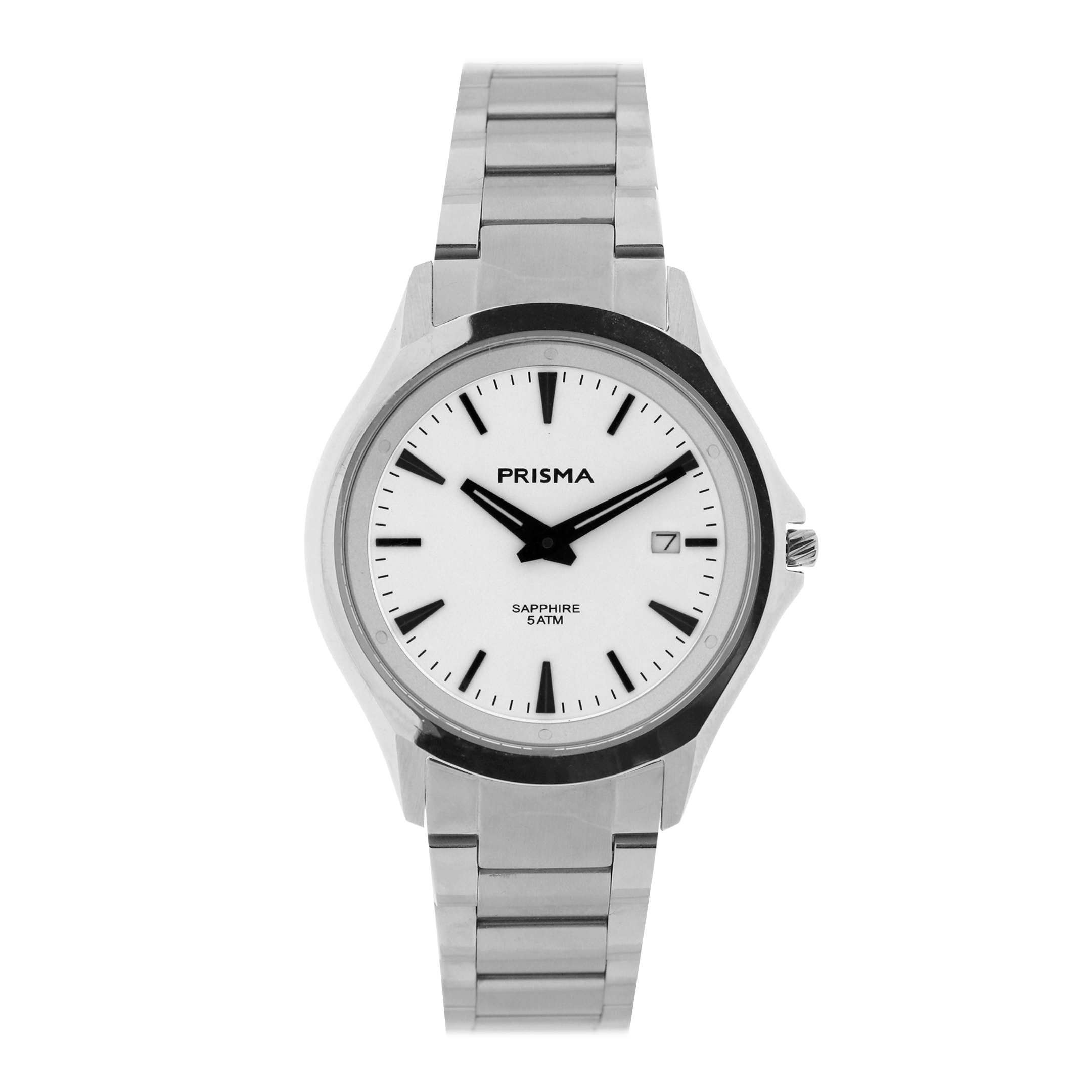 Prisma horloge 2025 heren edelstaal saffierglas 5 ATM 

Algemeen
Geslacht: heren
Model: P.2025

Voordelen
- band edelstaal zilver
- wijzerplaat zilver met zwarte streepjes
- glas is zeer krasvast
- slimline model (minder dan 7 mm dik)
- datum
- spat waterdicht: handenwassen, regen
- quartz
- maat kast 36,9mm (breedte) 6,8mm (dikte)

