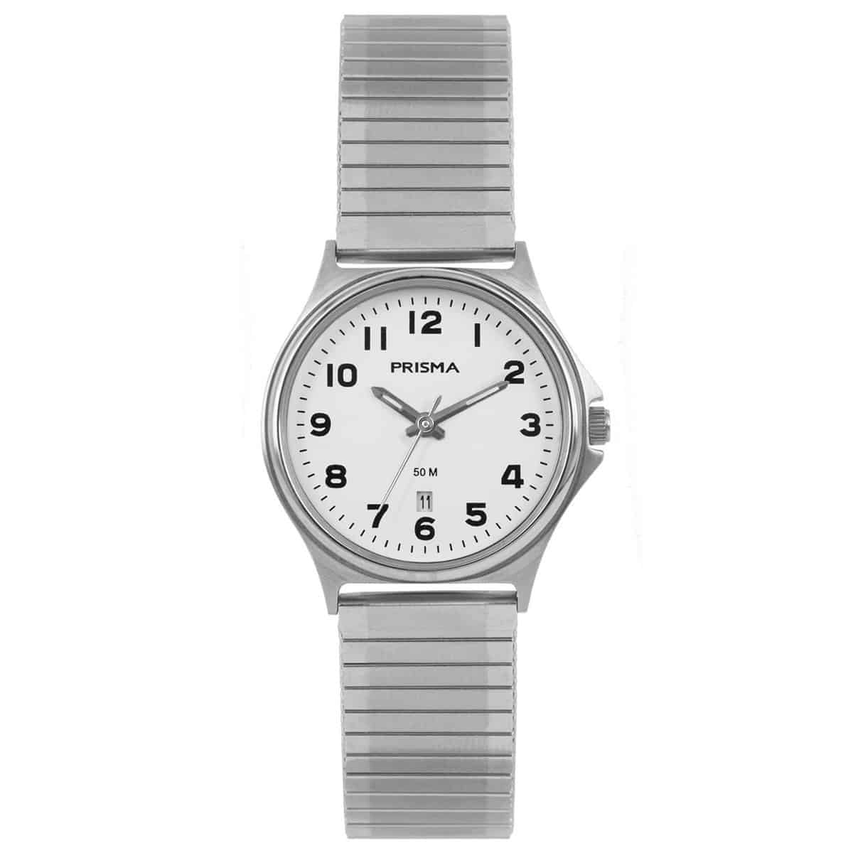 Prisma horloge 1690.54VE dames edelstaal 

Algemeen
Geslacht: dames
Model: P.1690.54VE

Voordelen
- rekband sluit naadloos aan op de huid
- band edelstaal zilver
- wijzerplaat wit met zwarte cijfers (arabisch)
- wijzers lichten op in donker
- datum
- duidelijke tijdsweergave
- quartz
- maat kast 30mm (breedte) 7,3mm (dikte)


