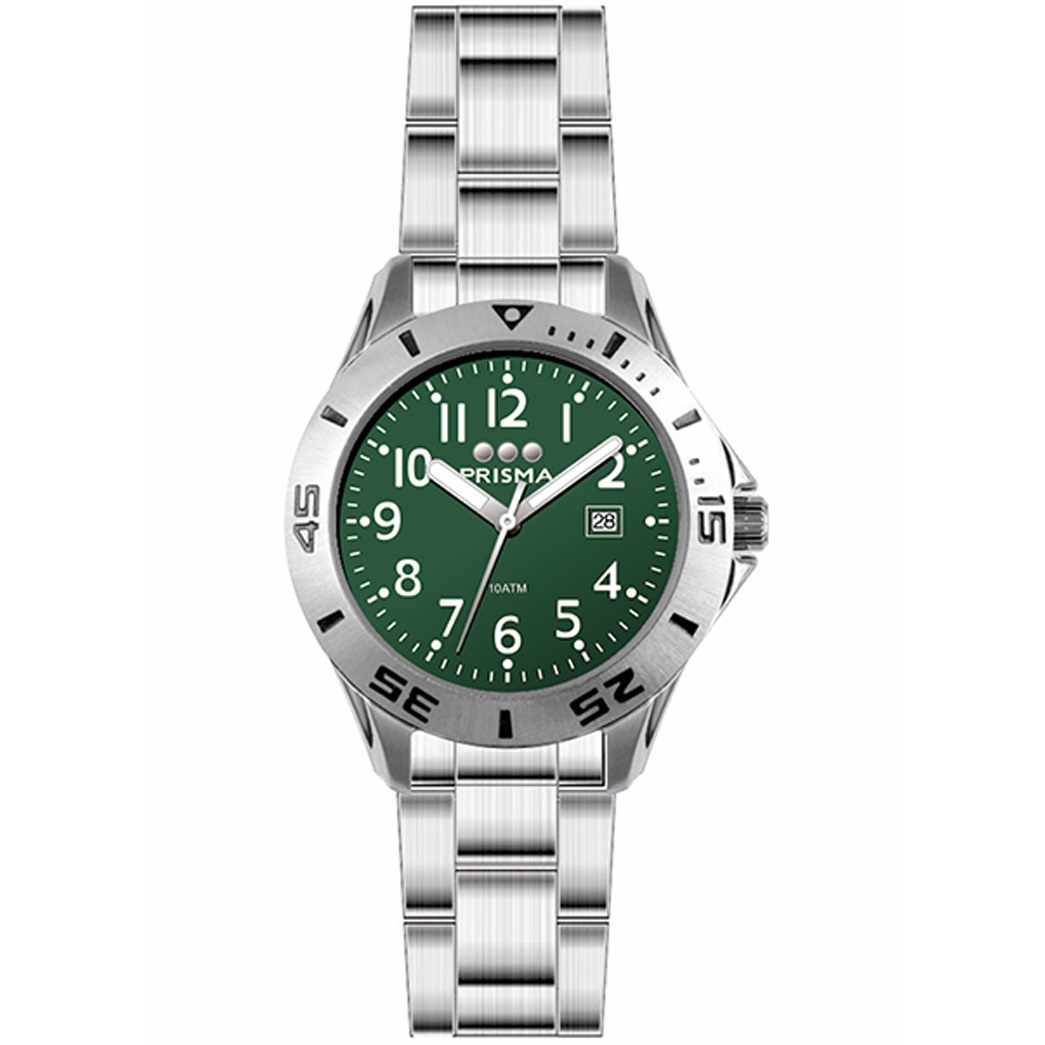 Coolwatch jongens scuba diver 209 horloge edelstaal 10 ATM 		
		
Algemeen		
Geslacht: jongens of stoere dames	
Model: CW.209		
		
Voordelen		
- band all stainless steel		
- wijzerplaat zwart met zilvere cijfers (arabisch)		
- boven gem. waterdicht: zwemmen/duiken		
- wijzers lichten op in donker		
- datum		
- duidelijke tijdsweergave		
- quartz		
- maat kast 32,7mm (breedte) 10,3mm (dikte)		
		
