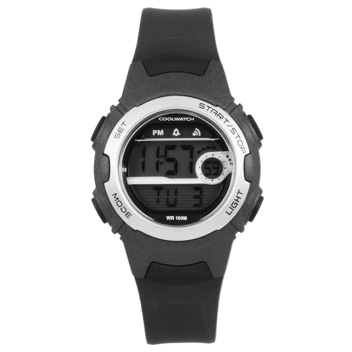 Coolwatch horloge CW.343 jongens Skills digitaal kunststof 10 ATM

Algemeen
Geslacht: jongens
Model: CW.343

Voordelen
– band plastic/silicone zwart
– draagcomfort door licht gewicht
– boven gem. waterdicht: zwemmen/duiken
– digitale tijdsweergave
– duidelijke tijdsweergave
– maat kast 34mm (breedte) 13mm (dikte)