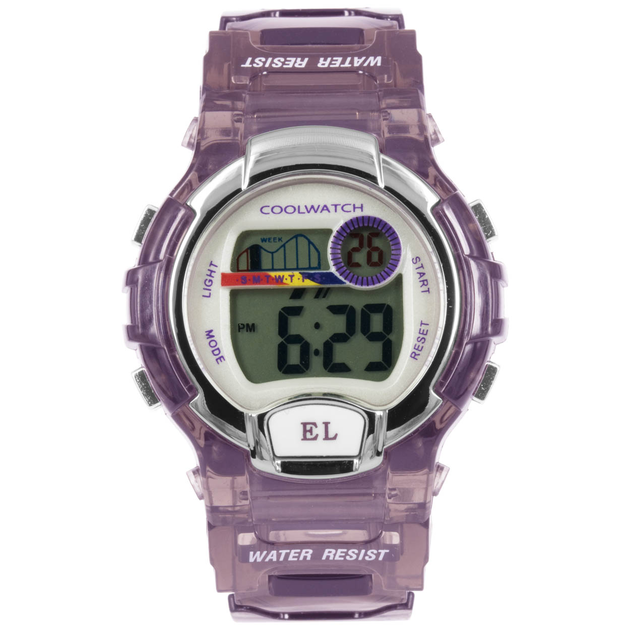 Coolwatch horloge CW.379 meisjes digitaal kunststof 5 ATM 

Algemeen
Geslacht: meisjes
Model: CW.379

Voordelen
- band plastic/silicone paars
- draagcomfort door licht gewicht
- digitale tijdsweergave
- duidelijke tijdsweergave
- spat waterdicht: handenwassen, regen
- quartz
- maat kast 38mm (breedte) 13,9mm (dikte)