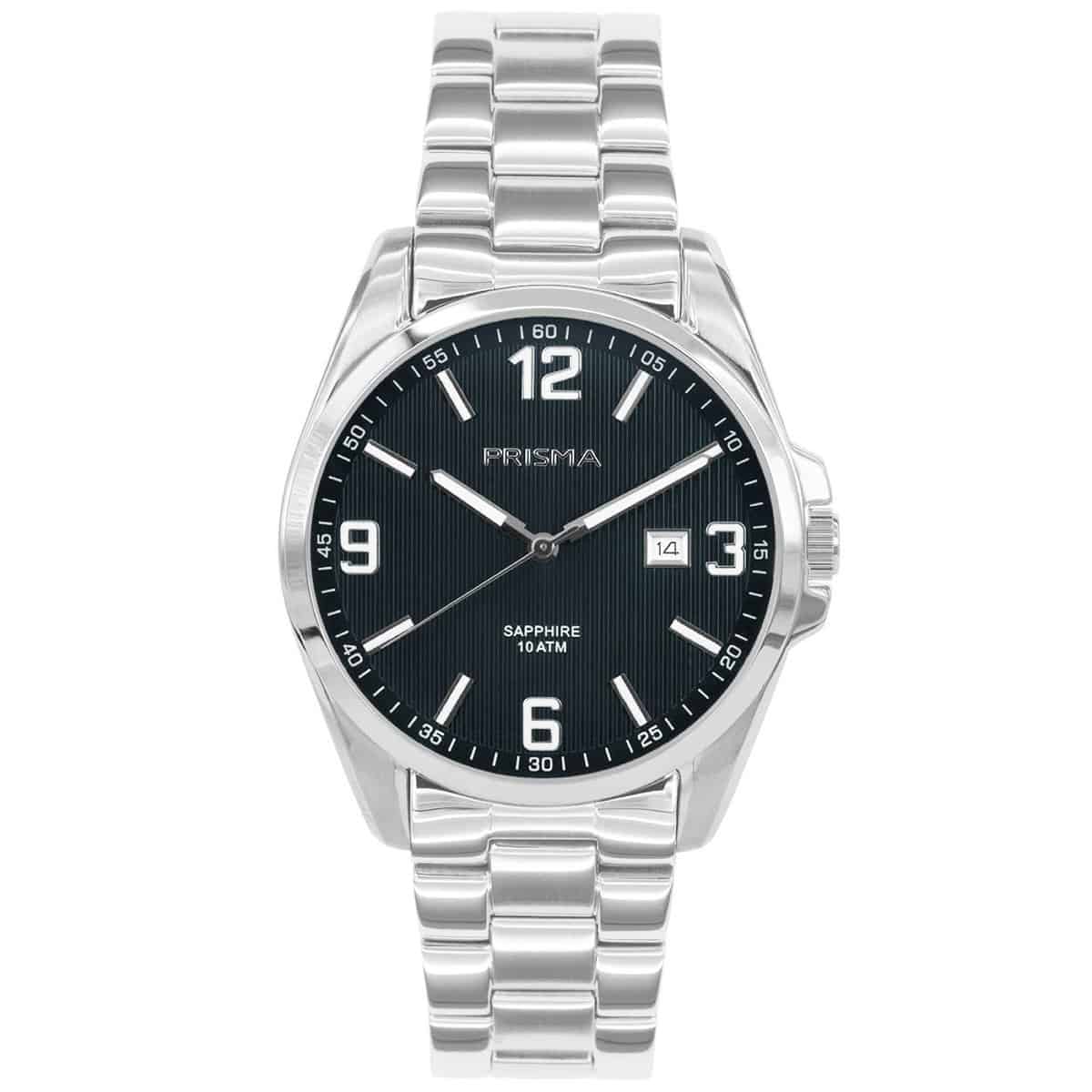 Prisma Horloge P1147 Heren ShockProof Solid Edelstaal      

Voordelen
- band edelstaal zilver
- wijzerplaat blauw met zilvere cijfers (arabisch)
- boven gem. waterdicht: zwemmen/duiken
- glas is zeer krasvast
- ook voor brede pols (max. 231mm)
- datum
- duidelijke tijdsweergave
- quartz
- maat kast 40mm (breedte) 9mm (dikte)

Met de Pattern Solid brengt Prisma opnieuw een kwaliteitshorloge op de markt. Dankzij de schuifbare sluiting zal de horlogeband niet losbreken bij hoge spanning. Ook is het horloge voorzien van krasvrij saffierglas en gemaakt van solid edelstaal. Naast de kroonbeschermer is ook het uurwerk schokbestendig. Dankzij de 10 ATM waterdichtheid zijn vochtproblemen verleden tijd. Dit Prisma horloge voldoet dusaan de hoogste kwaliteitsnormen. Een schitterend herenhorloge voor elke gelegenheid.

