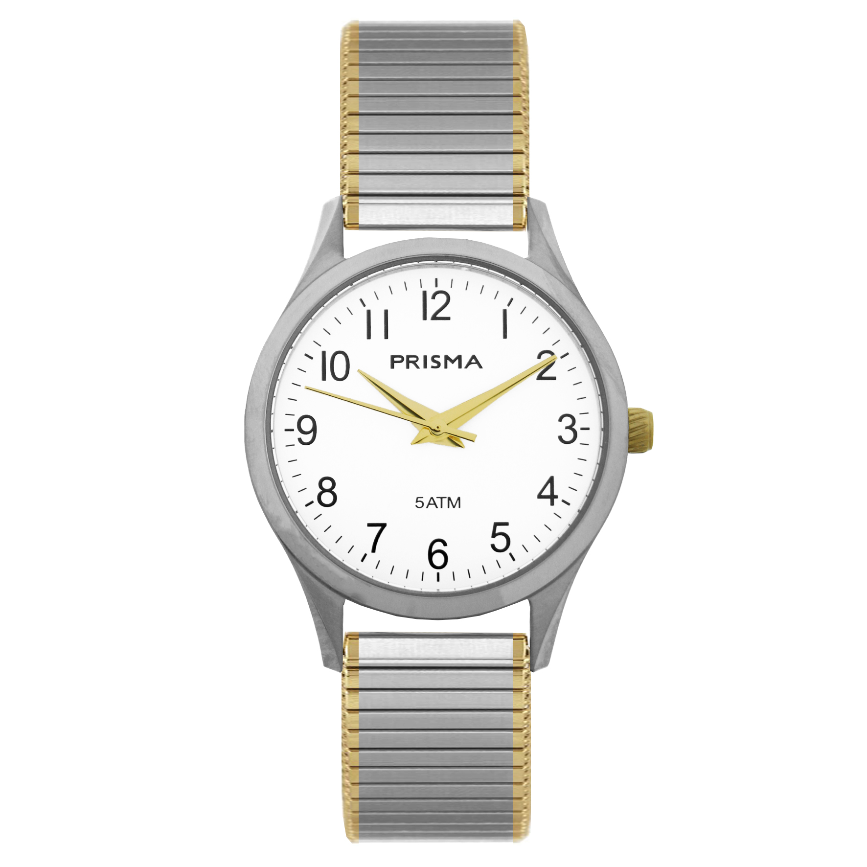 Prisma horloge 1157 dames edelstaal 5 ATM 

Algemeen
Geslacht: dames
Model: P1157

Voordelen
- rekband sluit naadloos aan op de huid
- band edelstaal goudkleurig
- wijzerplaat wit met zwarte cijfers (arabisch)
- duidelijke tijdsweergave
-spat waterdicht: handenwassen, regen
- quartz
- maat kast 29mm (breedte) 7.8mm (dikte)

