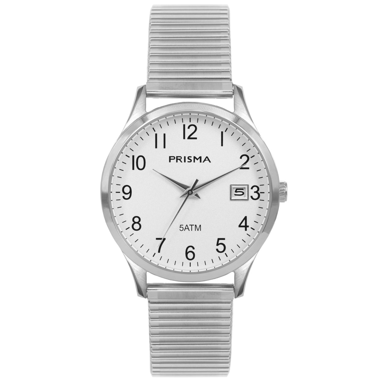 Prisma horloge P1175 heren edelstaal 5 ATM 

Algemeen
Geslacht: heren
Model: P.1175

Voordelen
- rekband sluit naadloos aan op de huid
- band edelstaal zilver
- wijzerplaat zilver met zilvere cijfers (arabisch)
- datum
- duidelijke tijdsweergave
- spat waterdicht: handenwassen, regen
- quartz
- maat kast 37mm (breedte) 9,7mm (dikte)

