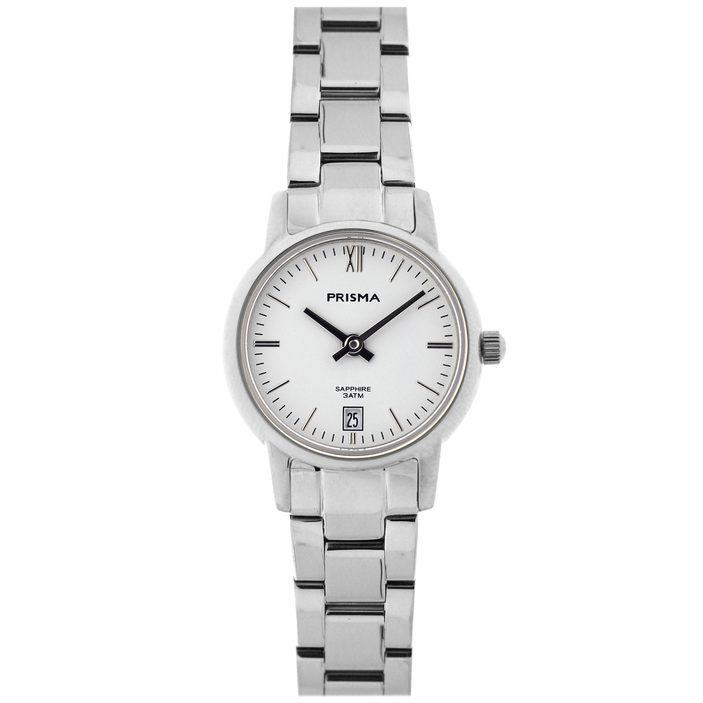 Prisma horloge P.2369 Penina Silver dames edelstaal saffierglas 3 ATM

Algemeen
Geslacht: dames
Model: P.2369

Voordelen
- Solid all-stainless steel bracelet zilverkleurige met vlindersluiting
- rond model
- wijzerplaat wit met zilverkleurige index
- waterdicht all-weather
- glas is zeer krasvast
- quartz uurwerk
- maat kast 22 mm (breedte) 6mm (dikte)

