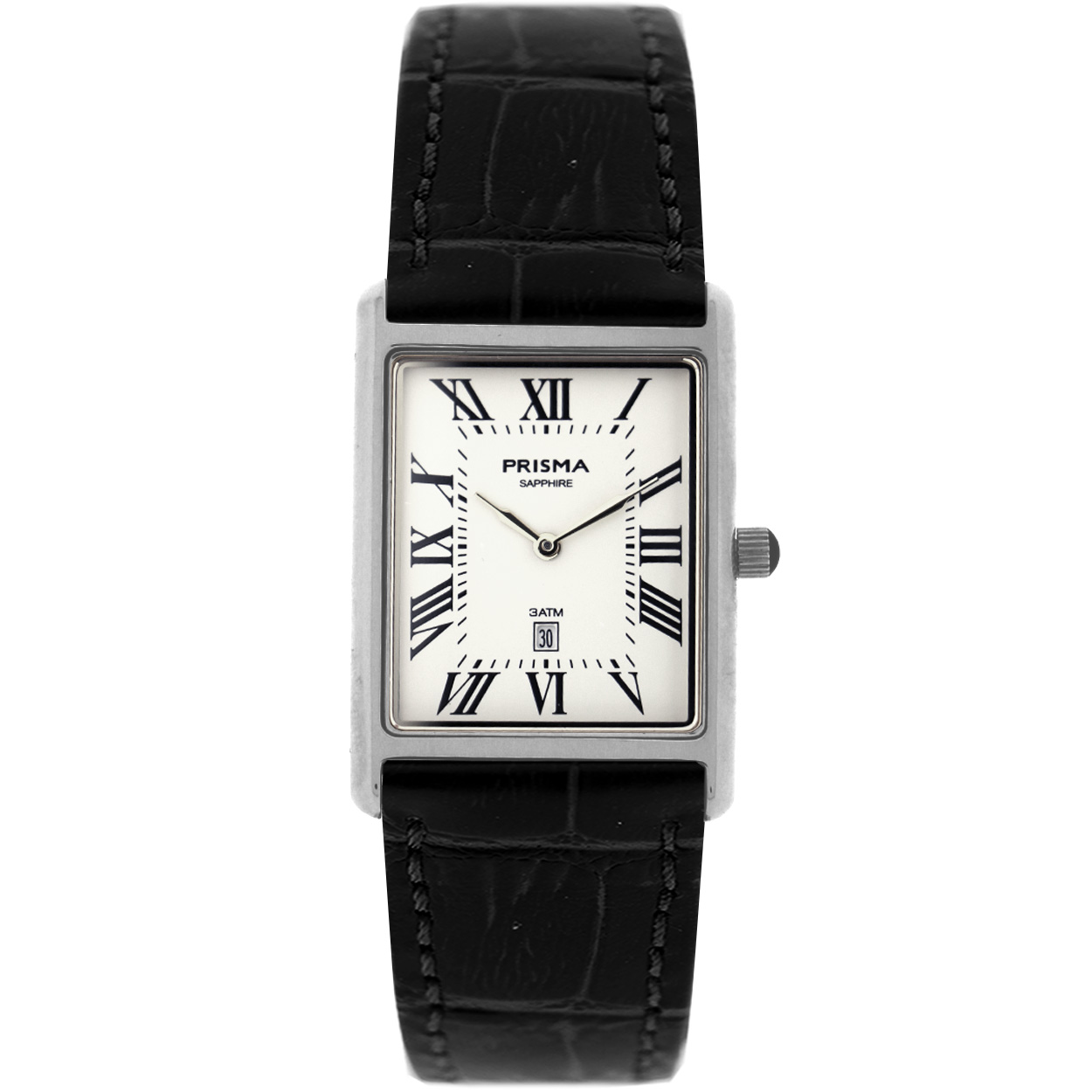 Prisma horloge P2372 Baron heren edelstaal saffierglas 3 ATM

Algemeen
Geslacht: heren
Model: P.2372

Voordelen
- echt lederen band met goudkleurige gesp
- rechthoek model
- wijzerplaat cr&#232;me met zwarte Romeinse cijfers
- Waterdicht all-weather
- glas is zeer krasvast
- ook voor brede pols 
- quartz uurwerk
- maat kast 28 mm  x 39 mm (breedte) 7 mm (dikte)

