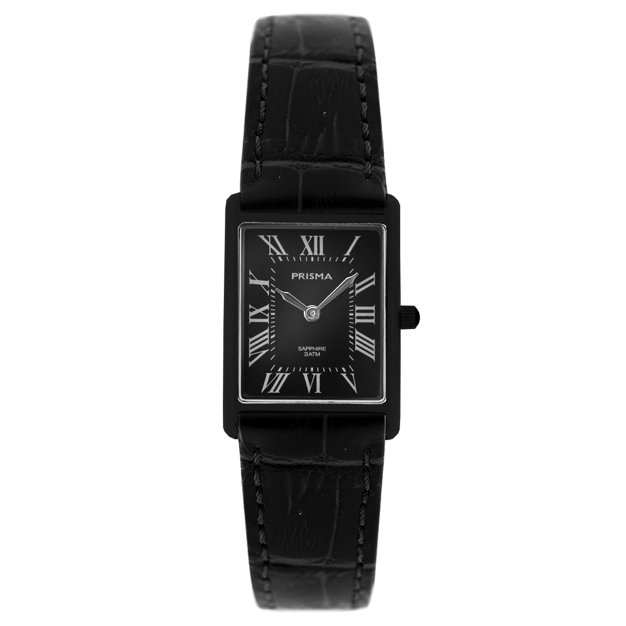 Prisma horloge P2352 Baroness Black dames edelstaal saffierglas 3 ATM

Algemeen
Geslacht: dames
Model: P.2352

Voordelen
- echt lederen band met zwartkleurige gesp
- rechthoek model
- wijzerplaat zwart met witkleurige Romeinse cijfers
- Waterdicht all-weather
- glas is zeer krasvast
- ook voor brede pols (max. 210 mm)
- quartz uurwerk
- maat kast 22  x 31,5mm (breedte) 5mm (dikte)

