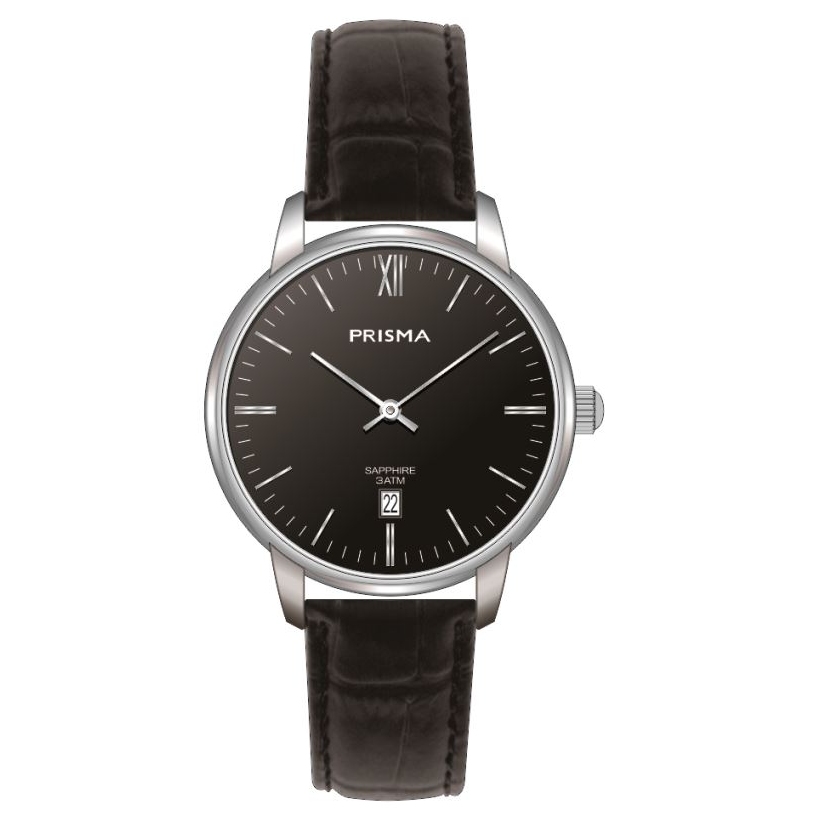 Prisma horloge P2382  Penina zilverkleurig heren edelstaal saffierglas 3 ATM

Algemeen
Geslacht: heren
Model: P.2382

Voordelen
- echt lederen band met zilverkleurige gesp
- rond model
- wijzerplaat zwart met zilverkleurige index
- waterdicht all-weather
- glas is zeer krasvast
- quartz uurwerk
- maat kast 37 mm (breedte) 6,5mm (dikte)

