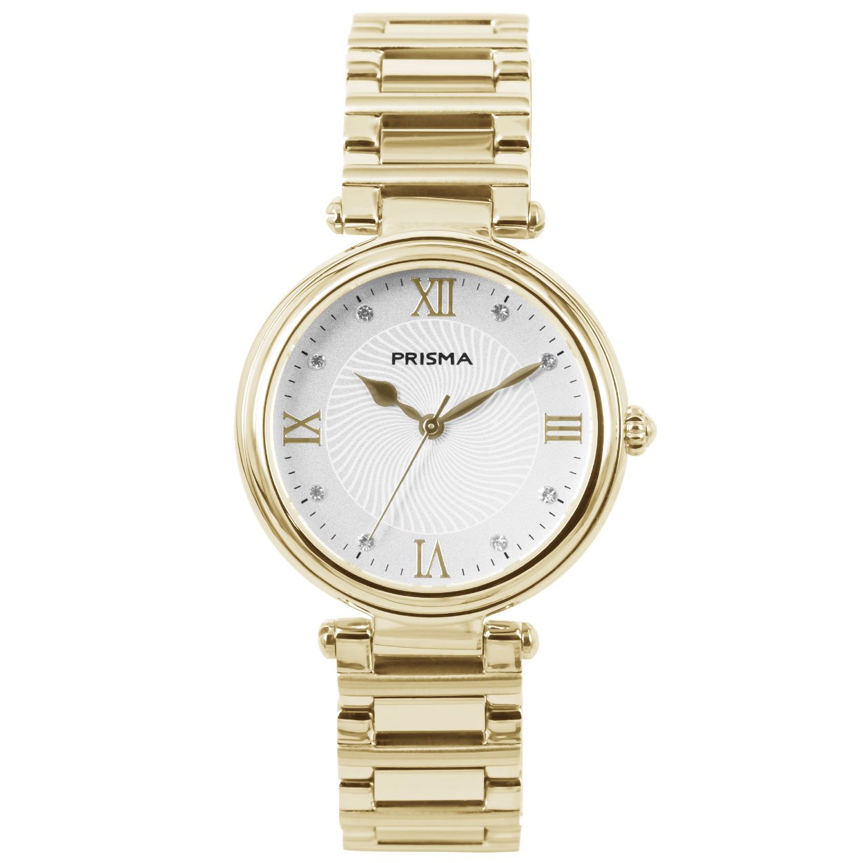 Prisma horloge P.1452 dames edelstaal (met zwitsers uurwerk) 

Algemeen
Geslacht: dames
Model: P1452

Voordelen
- band edelstaal goudkleurig
- wijzerplaat zilver met goudkleurig romeinse cijfers
- zwitsers uurwerk
- handige onzichtbare klep sluiting
- extra harde duurzame laag
- luxueuze uitstraling door romeinse cijfers
- glas is krasvast
- quartz
- maat kast 34mm (breedte) 7,8mm (dikte)

