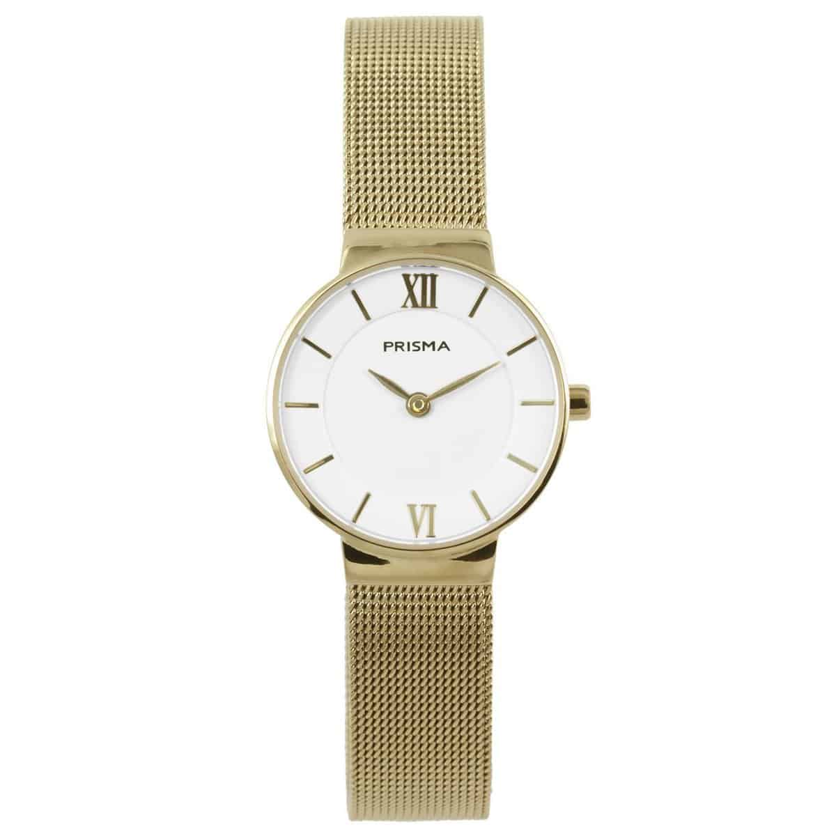 Prisma horloge P.1455 dames edelstaal 

Algemeen
Geslacht: dames
Model: P1455

Voordelen
- milanese band met verfijnde schakels
- band edelstaal goudkleurig
- wijzerplaat wit met goudkleurigstreepjes
- naadloze aansluiting door vrij verstelbare sluiting
- extra harde duurzame laag
- glas is krasvast
- spat waterdicht: handenwassen, regen
- quartz
- maat kast 25mm (breedte) 6mm (dikte)




