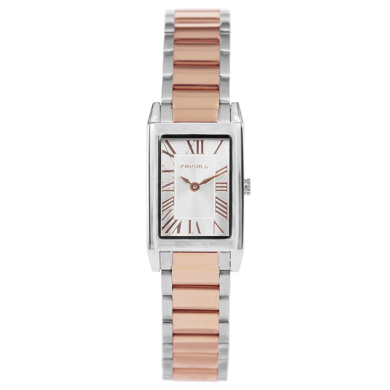 Prisma P.1511 dames horloge edelstaal (met zwitsers uurwerk) 

Algemeen
Geslacht: dames
Model: P.1511

Voordelen
- band edelstaal rose goud/zilver (bicolor)
- wijzerplaat wit met rose gouden romeinse cijfers
- zwitsers uurwerk
- handige onzichtbare klep sluiting
- luxueuze uitstraling door romeinse cijfers
- rechthoek design
- spat waterdicht: handenwassen, regen
- quartz
- maat kast 19,5mm (breedte) 8mm (dikte)