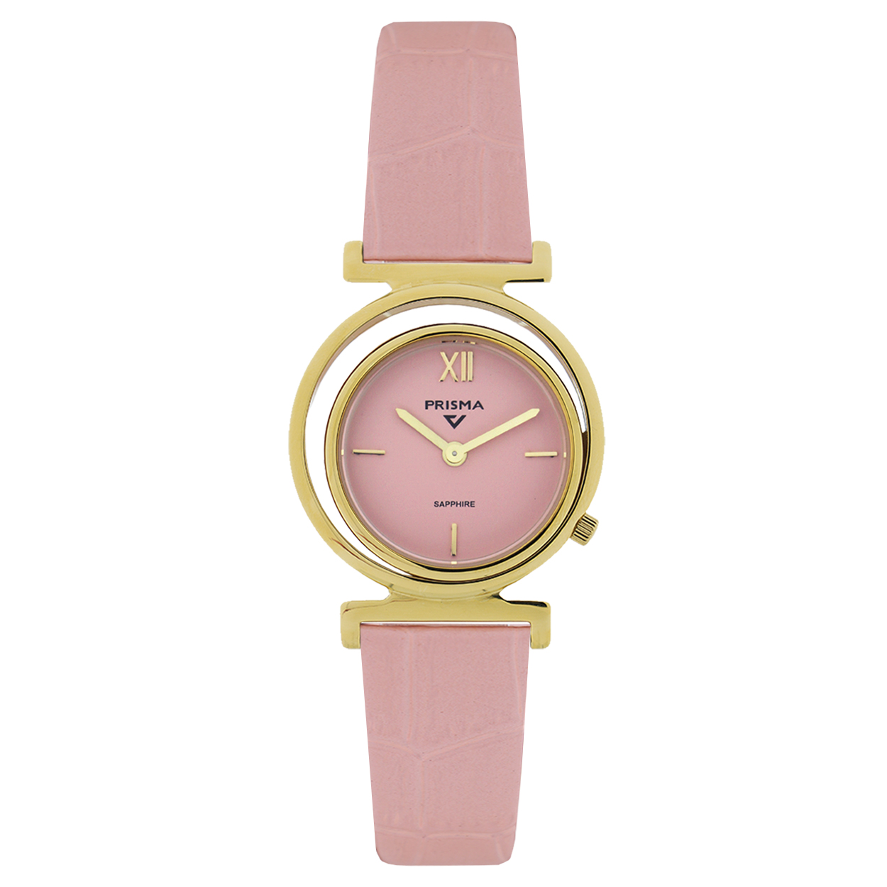 Prisma horloge P2403 dames edelstaal design lederen band

- echt lederen roze Croco band
- wijzerplaat roze met gouden index en romeinse cijfers
- Quarts uurwerk
- luxueuze uitstraling doordubbele cirkelvormige kastopbouw
- glas is krasvast
- spat waterdicht: handenwassen, regen
- maat kast 35 / 35mm (breedte) 6.5mm (dikte)

