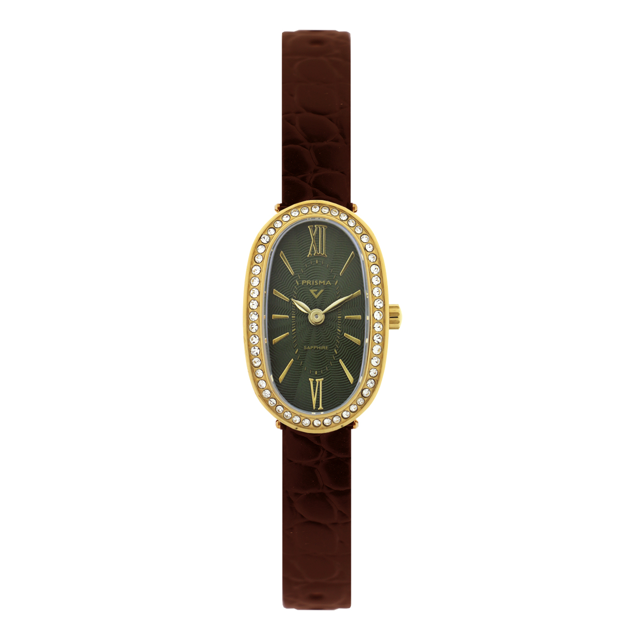 Prisma horloge P2397 dames edelstaal vintage lederen band

Algemeen
Geslacht: dames
Model: P2397

Voordelen
- echt lederen bruine Croco band
- wijzerplaat groen met goudkleurige index en romeinse  cijfers
- Quarts uurwerk
- luxueuze uitstraling door romeinse cijfers
- glas is krasvast
- spat waterdicht: handenwassen, regen
- maat kast 19.5 / 31mm (breedte) 6.9mm (dikte)


