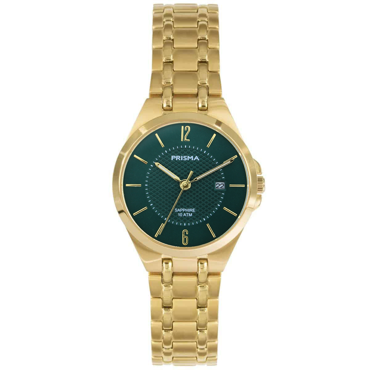 Prisma horloge P1263 dames titanium saffierglas 10 ATM 

Algemeen
Geslacht: dames
Model: P.1263

Voordelen
- band titanium goudkleurig
- wijzerplaat groen met goudkleurig streepjes
- geschikt voor mensen met een allergie
- draagcomfort door licht gewicht
- boven gem. waterdicht: zwemmen/duiken
- glas is zeer krasvast
- ook voor brede pols (max. 219,41 mm)
- quartz
- maat kast 28,99mm (breedte) 7,6mm (dikte)

