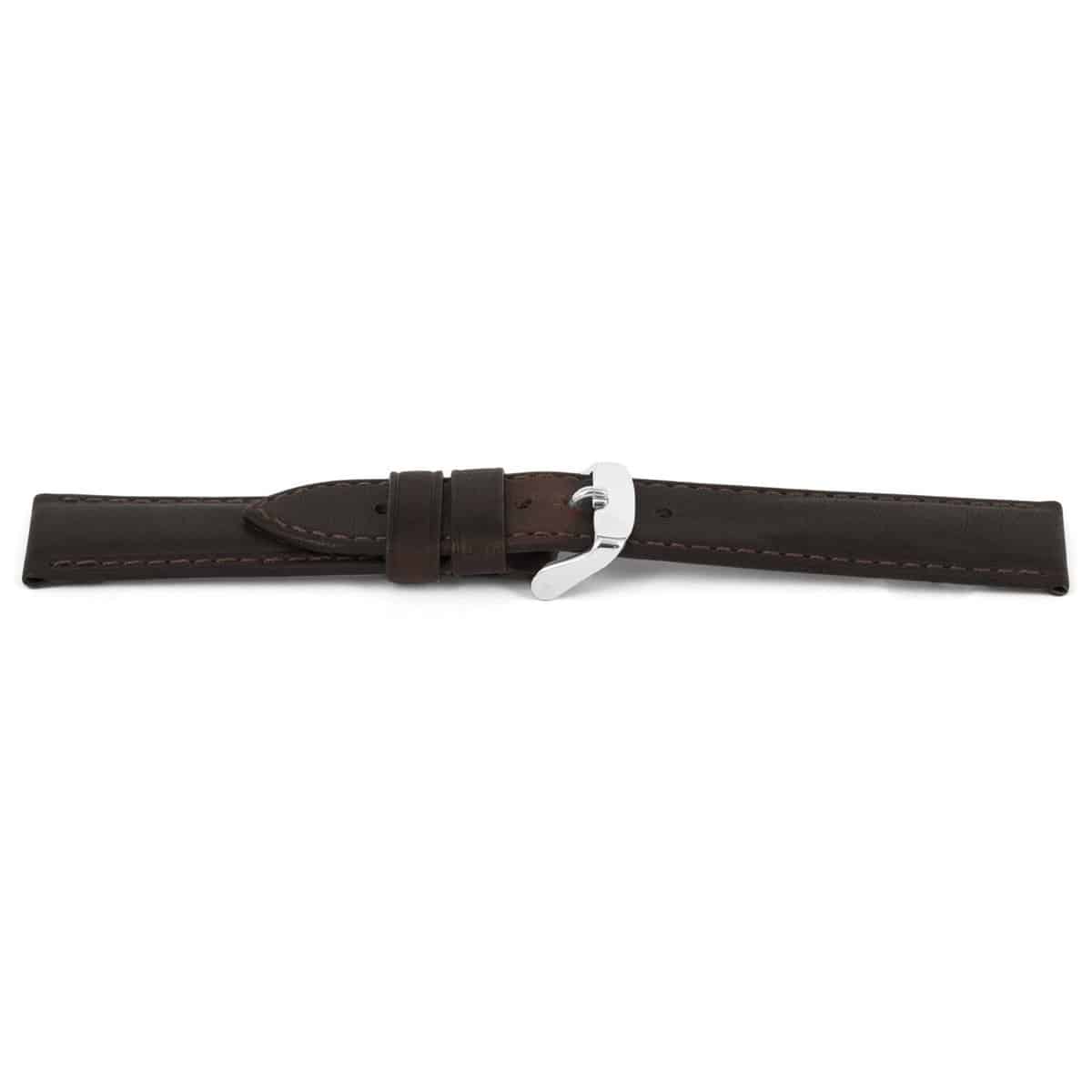 Bruine olie cowhide lederen horlogeband met zilverkleurig edelstalen gesp.
Kleur band: Bruin
Band dikte: 4.2 - 2.5mm 
Band lengte: 75/125mm
Band breedte: 18x16mm
Gesp: Edelstaal
Bekleding binnenband: Calf leder Camel
Gestikt: Ja dezelfde kleur als band
Pushpin: Exclusief
Hypo allergisch: Ja
NFC Chip: Ja
EAN: 4782863442185

Code: catd283 catd282