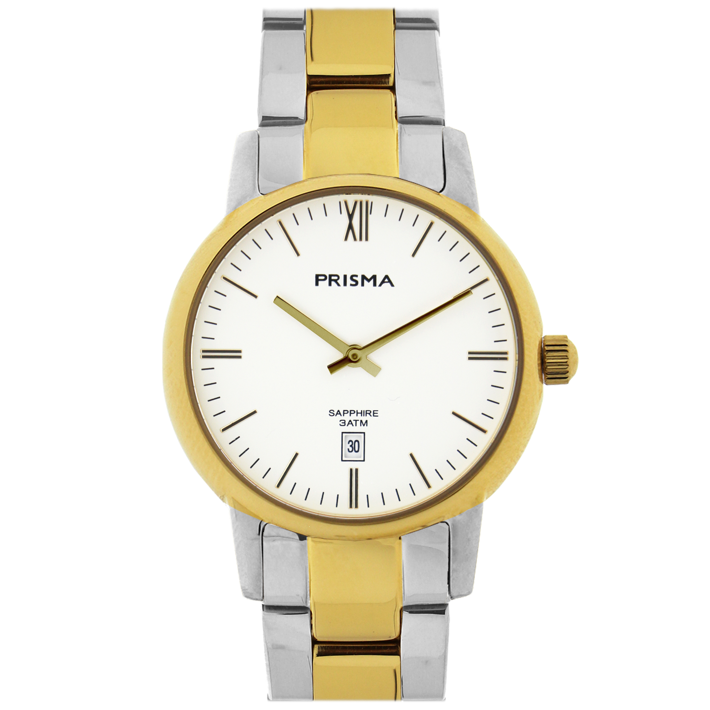Prisma P.2386 Penina heer Bicolor wit datum met bracelet

Algemeen
Geslacht: heren
Model: P.2386

Voordelen
- Solid all-stainless steel bracelet bicolor met vlindersluiting
- rond model
- wijzerplaat cr&#233;me met goudkleurige index
- waterdicht all-weather
- glas is zeer krasvast
- quartz uurwerk
- maat kast 37 mm (breedte) 7mm (dikte)

