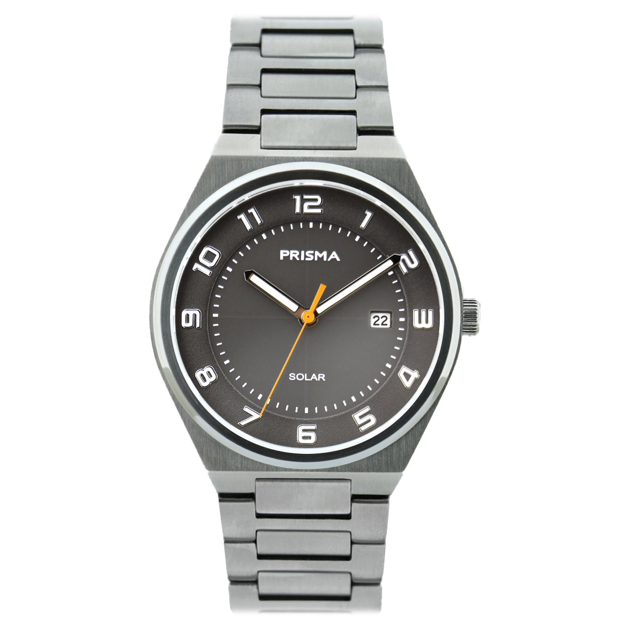 Prisma P1191 Antraciet/zwart wijzerplaat, solar uurwerk, solid all stainless steel 10Atm 

Algemeen
Geslacht: heren
Model: P.1191

Voordelen
- solid band all-stinless zilverkleurig
- wijzerplaat antraciet met witte cijfers
- boven gem. waterdicht: zwemmen/duiken
- glas is zeer krasvast
- ook voor brede pols (max. 215 mm)
- quartz
- maat kast 40mm (breedte) 9.4 mm (dikte)

