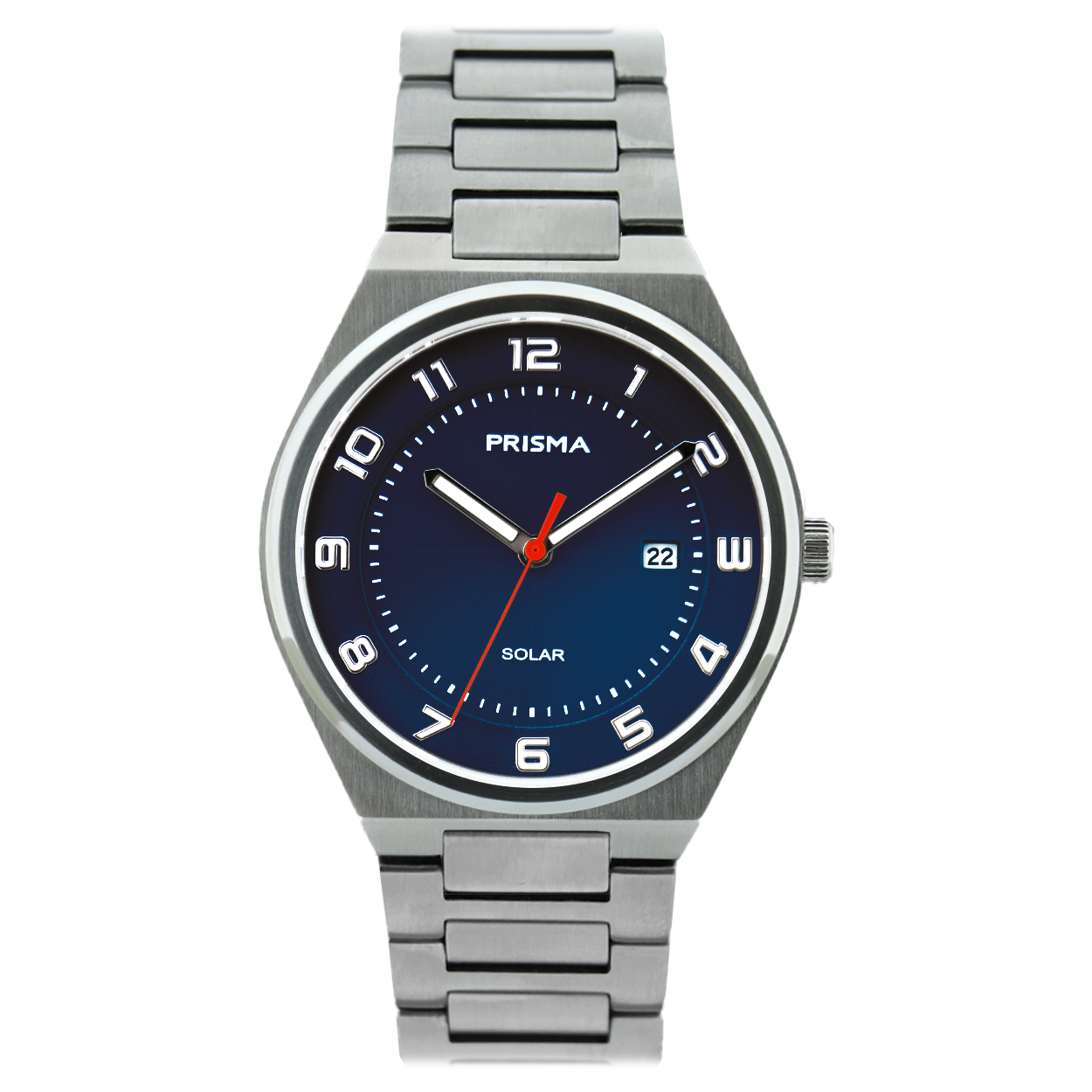 Prisma P1192 Blauw wijzerplaat, solar uurwerk, solid all stainless steel 10Atm 

Algemeen
Geslacht: heren
Model: P.1192

Voordelen
- solid band all-stinless zilverkleurig
- wijzerplaat blauw met witte cijfers
- boven gem. waterdicht: zwemmen/duiken
- glas is zeer krasvast
- ook voor brede pols (max. 215 mm)
- quartz
- maat kast 40mm (breedte) 9.4 mm (dikte)

