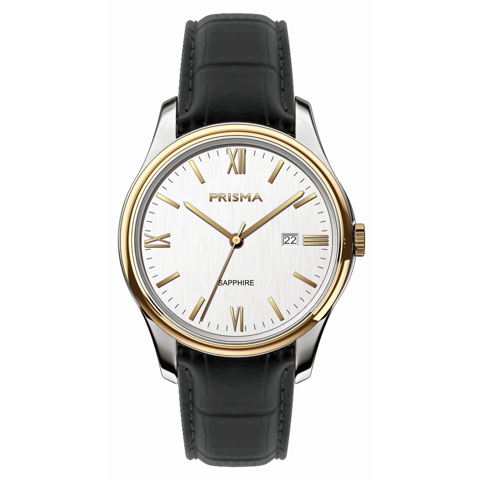 Prisma horloge 2018 heren edelstaal saffierglas 10 ATM 

Algemeen
Geslacht: heren
Model: P.2018

Voordelen
- band echt leer zwart
- wijzerplaat goudkleurig met zilvere streepjes
- boven gem. waterdicht: zwemmen/duiken
- glas is zeer krasvast
- datum
- quartz
- maat kast 39,6mm (breedte) 8,7mm (dikte)

