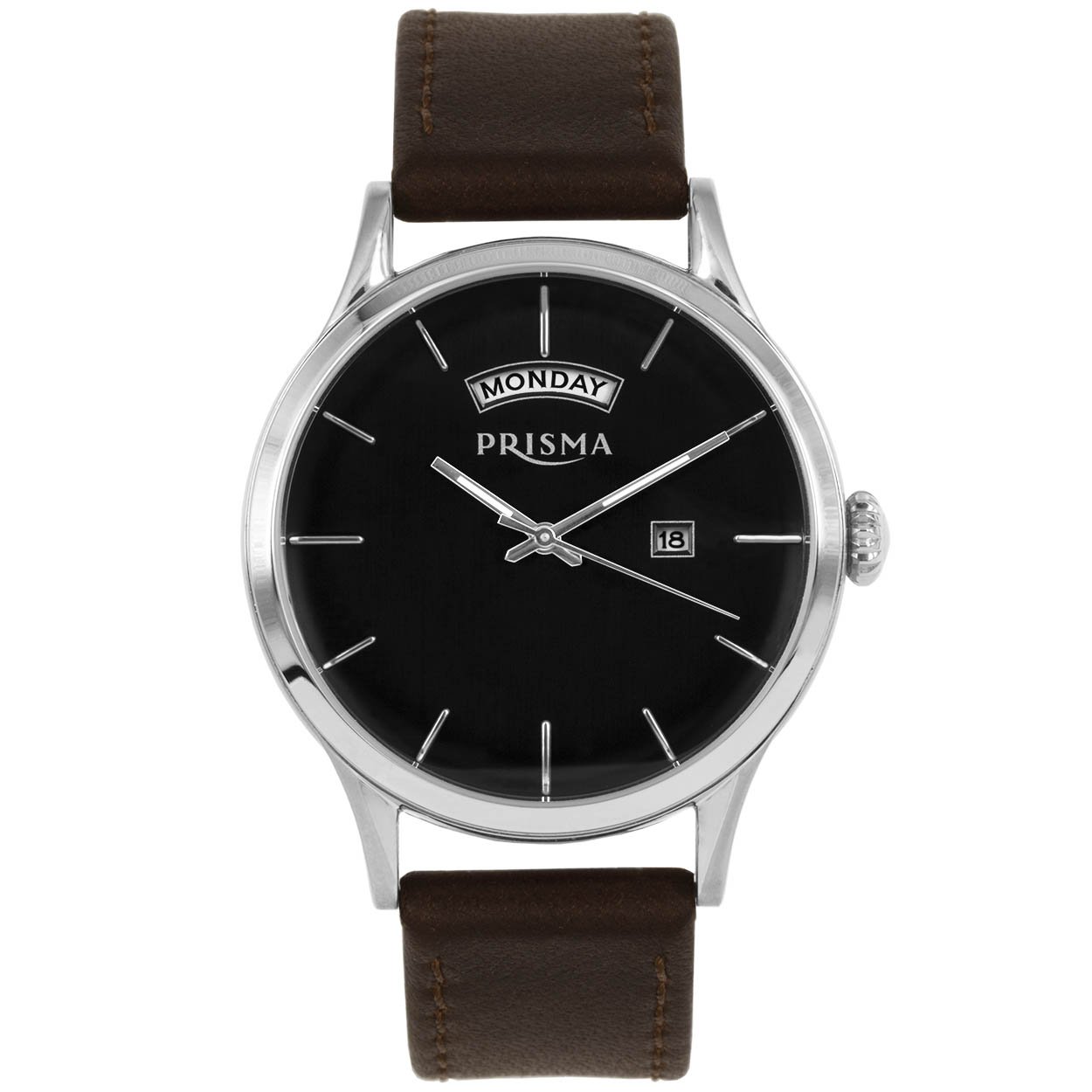 Prisma horloge 2145 heren edelstaal 

Algemeen
Geslacht: heren
Model: P.2145

Voordelen
- band echt leer bruin (bruin kleurig stiksel)
- wijzerplaat zwart met zilvere streepjes
- ook voor brede pols (max. 240 mm)
- wijzers lichten op in donker
- datum
- mat kalfsleder
- spat waterdicht: handenwassen, regen
- quartz
- maat kast 41mm (breedte) 12mm (dikte)

